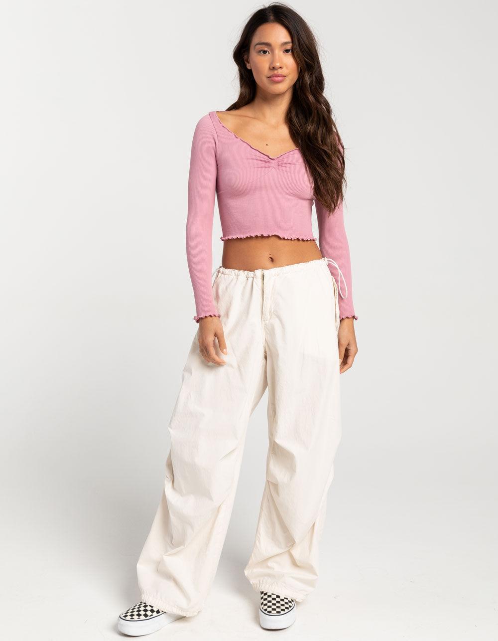BDG Urban Outfitters Seamless Elise Womens Long Sleeve Top - PINK Product Image