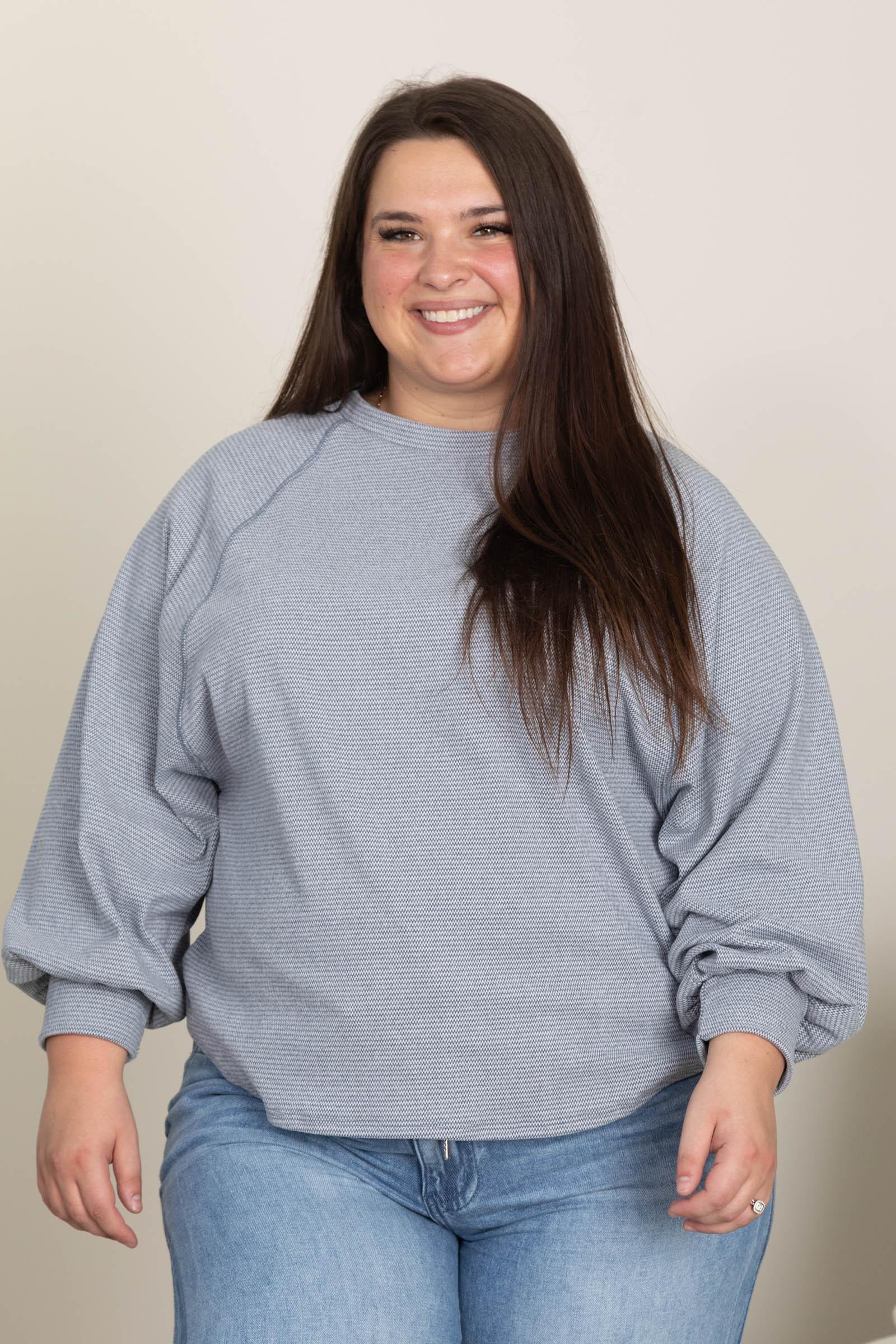 Soft Knit Mini Wave Long Sleeve Tops Product Image