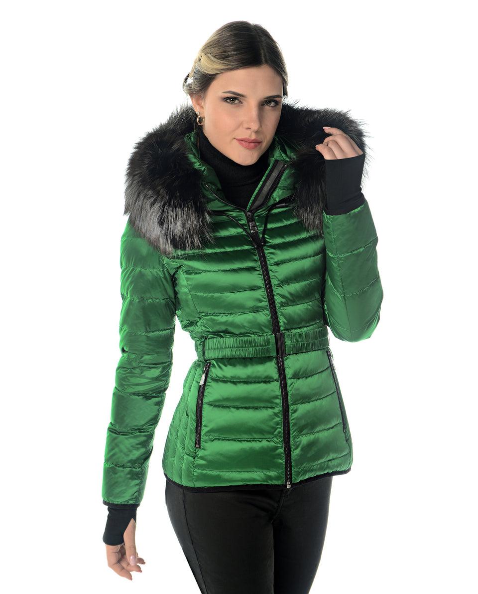 Polyester Jacket with Detachable Fox Trimmed Hood Product Image