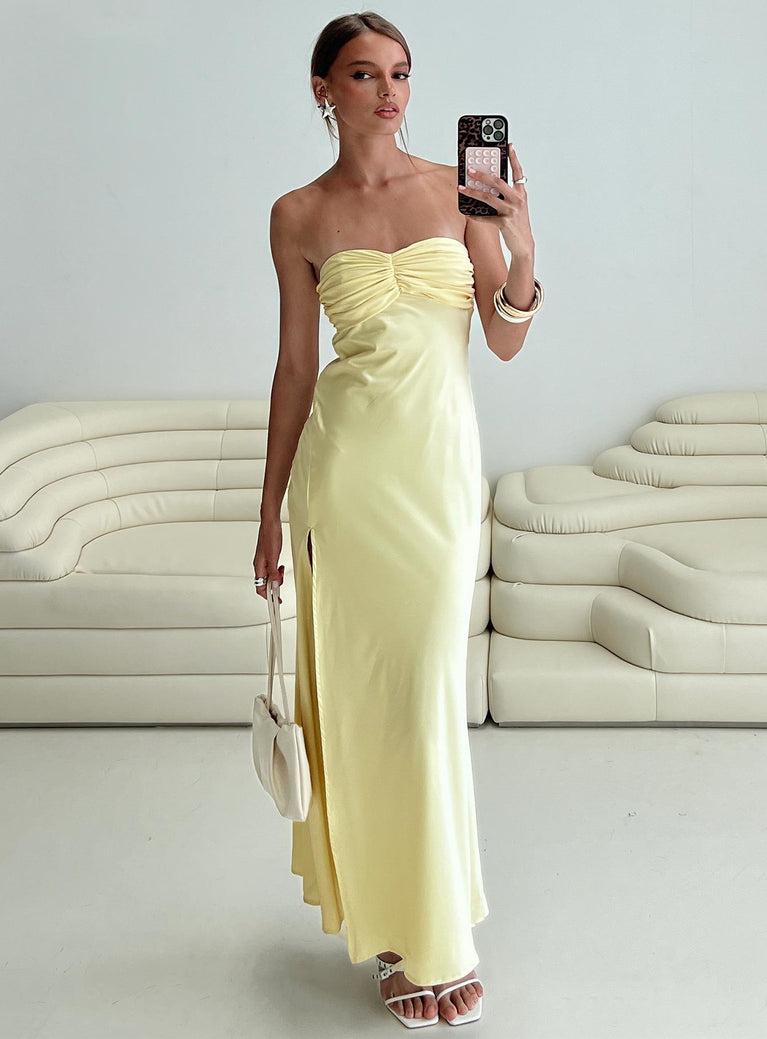 Chevalier Strapless Maxi Dress Lemon Product Image