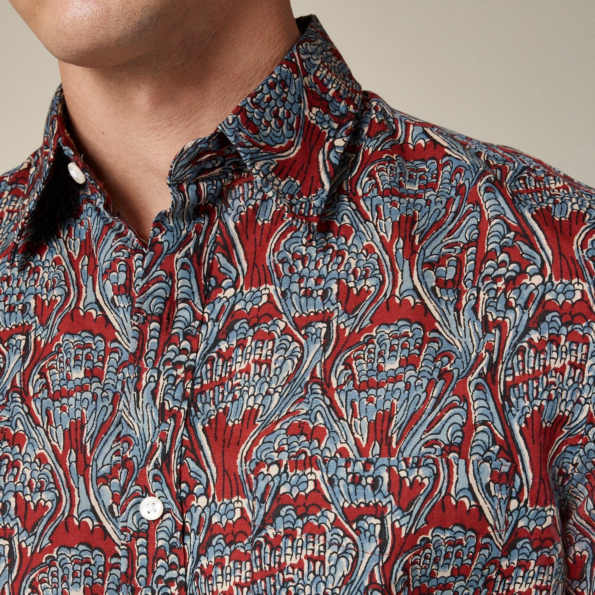 Short-sleeve cotton-linen blend shirt in print Product Image