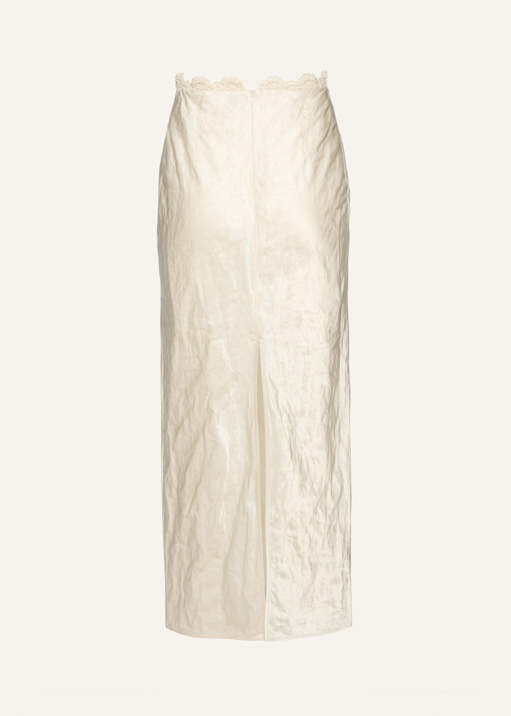 Lace detail midi skirt in cream Product Image