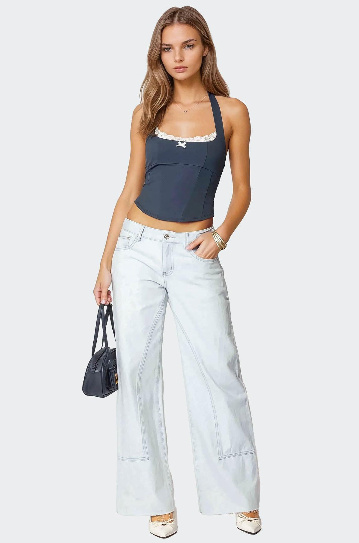 Peekaboo Lace Halter Bustier Top Product Image