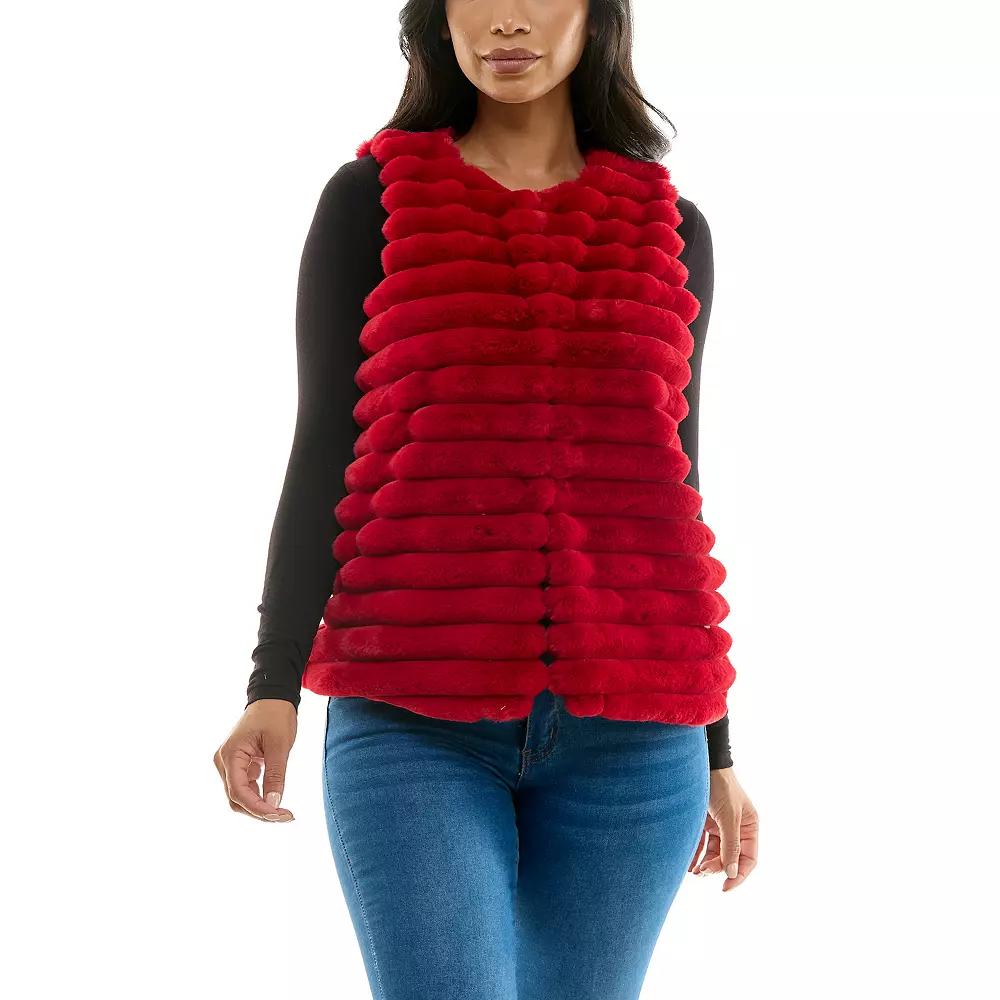 Women's Nina Leonard Horizontal Faux Fur Vest,  Product Image