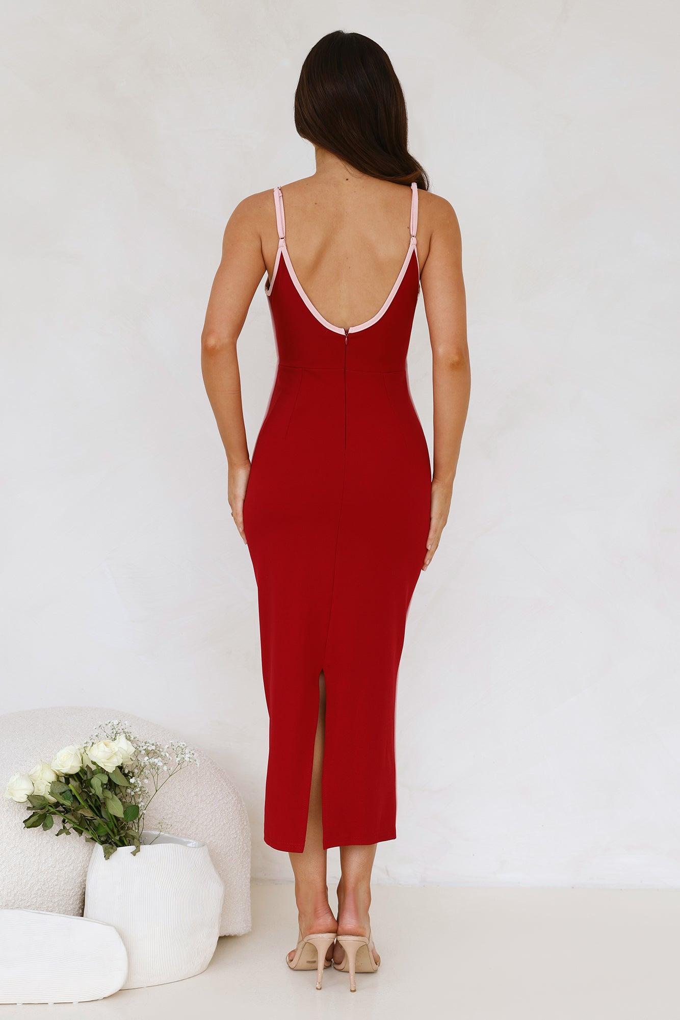 Real Style Midi Dress Red Product Image