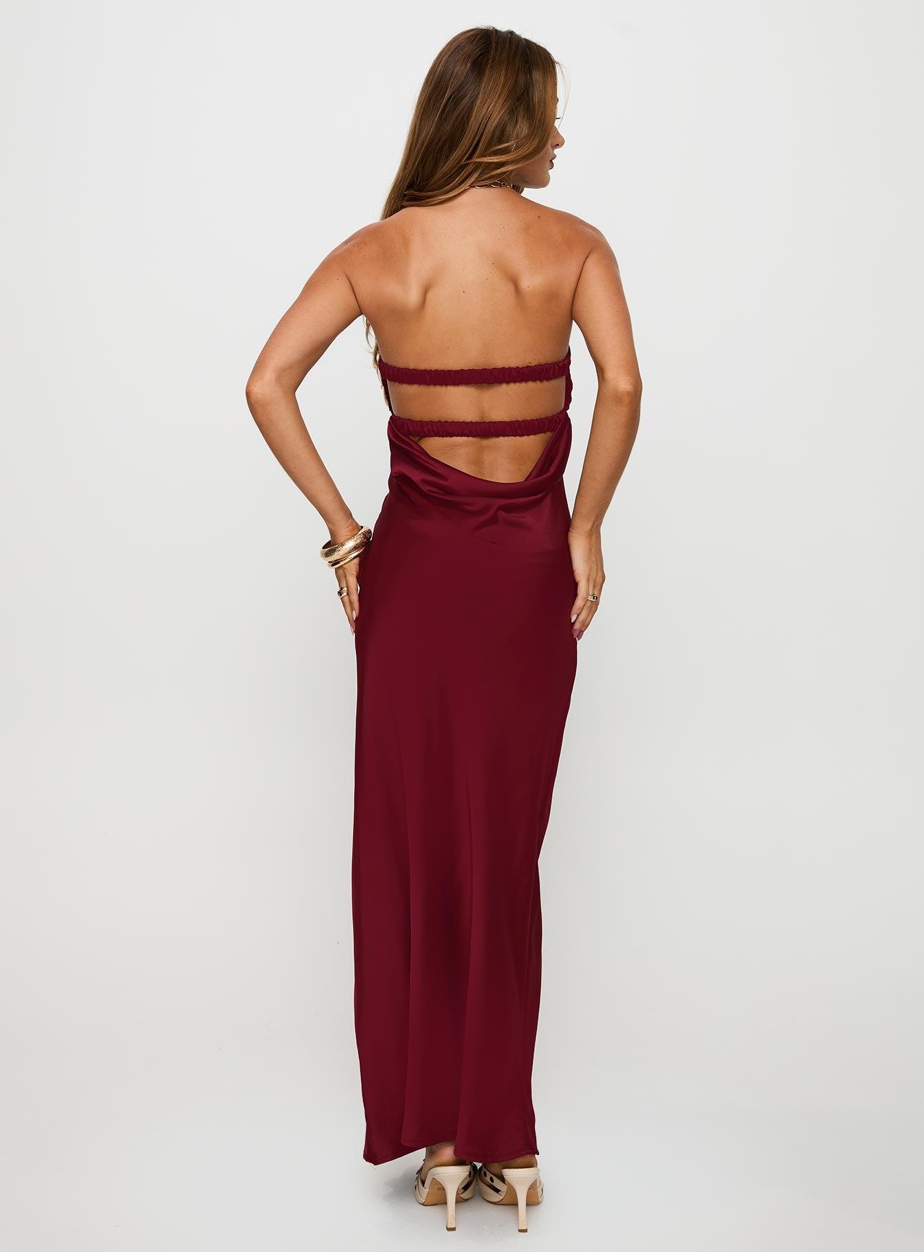 Faviola Strapless Maxi Dress Burgundy Product Image