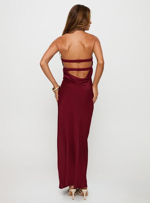 Faviola Strapless Maxi Dress Burgundy Product Image