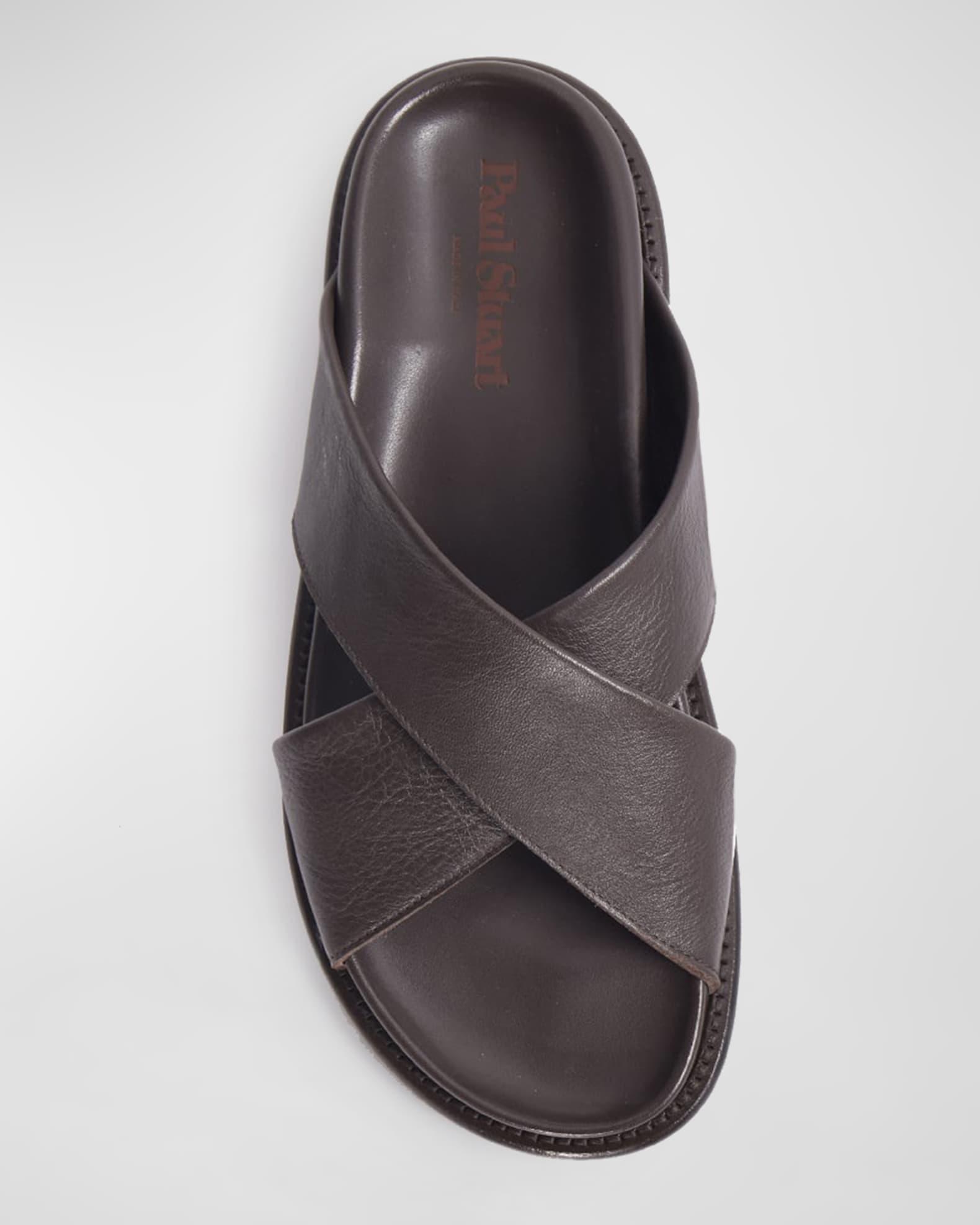 Men's Punta Crisscross Leather Slide Sandals Product Image