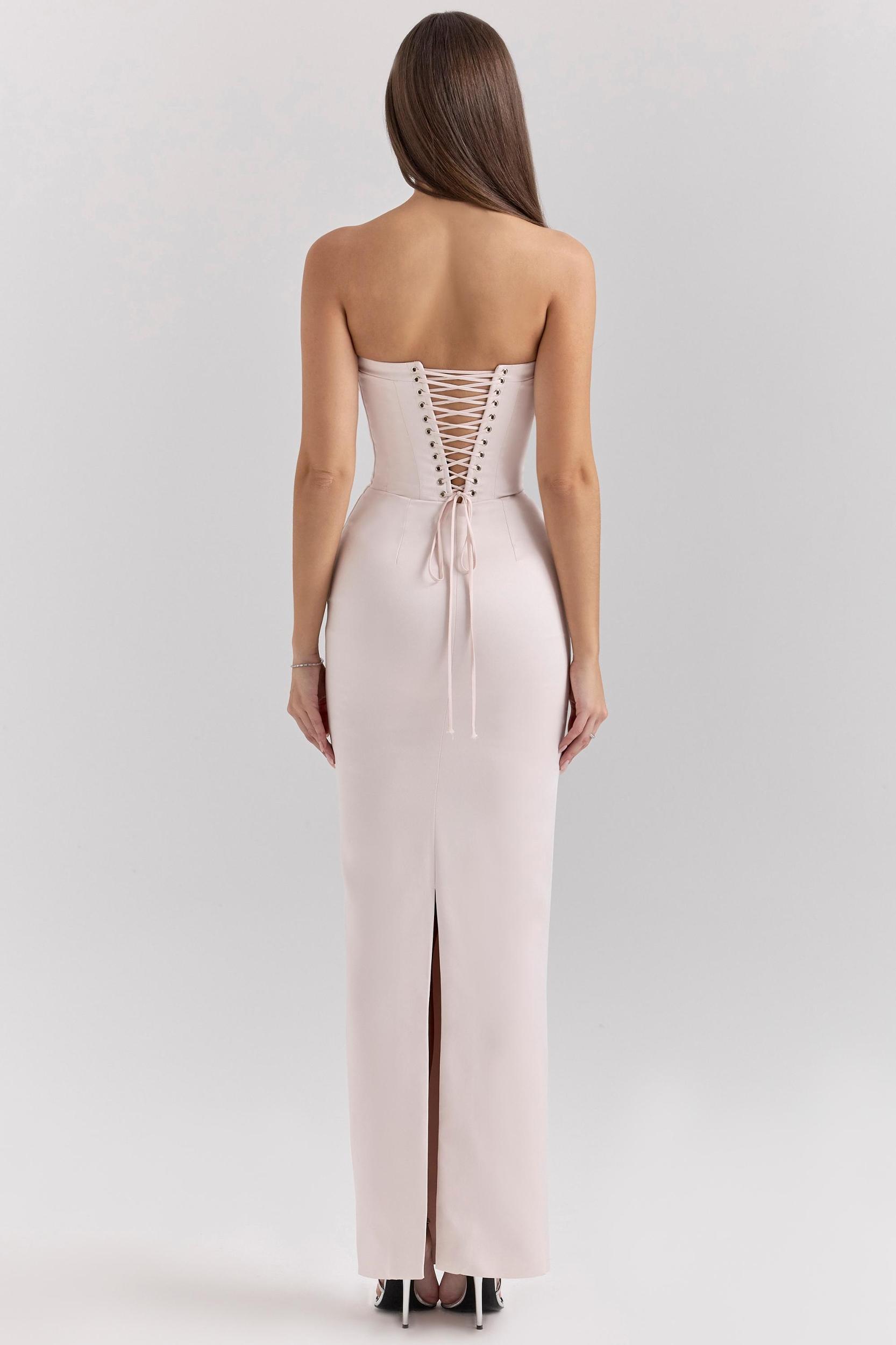 Valeria  blush satin midi dress Product Image