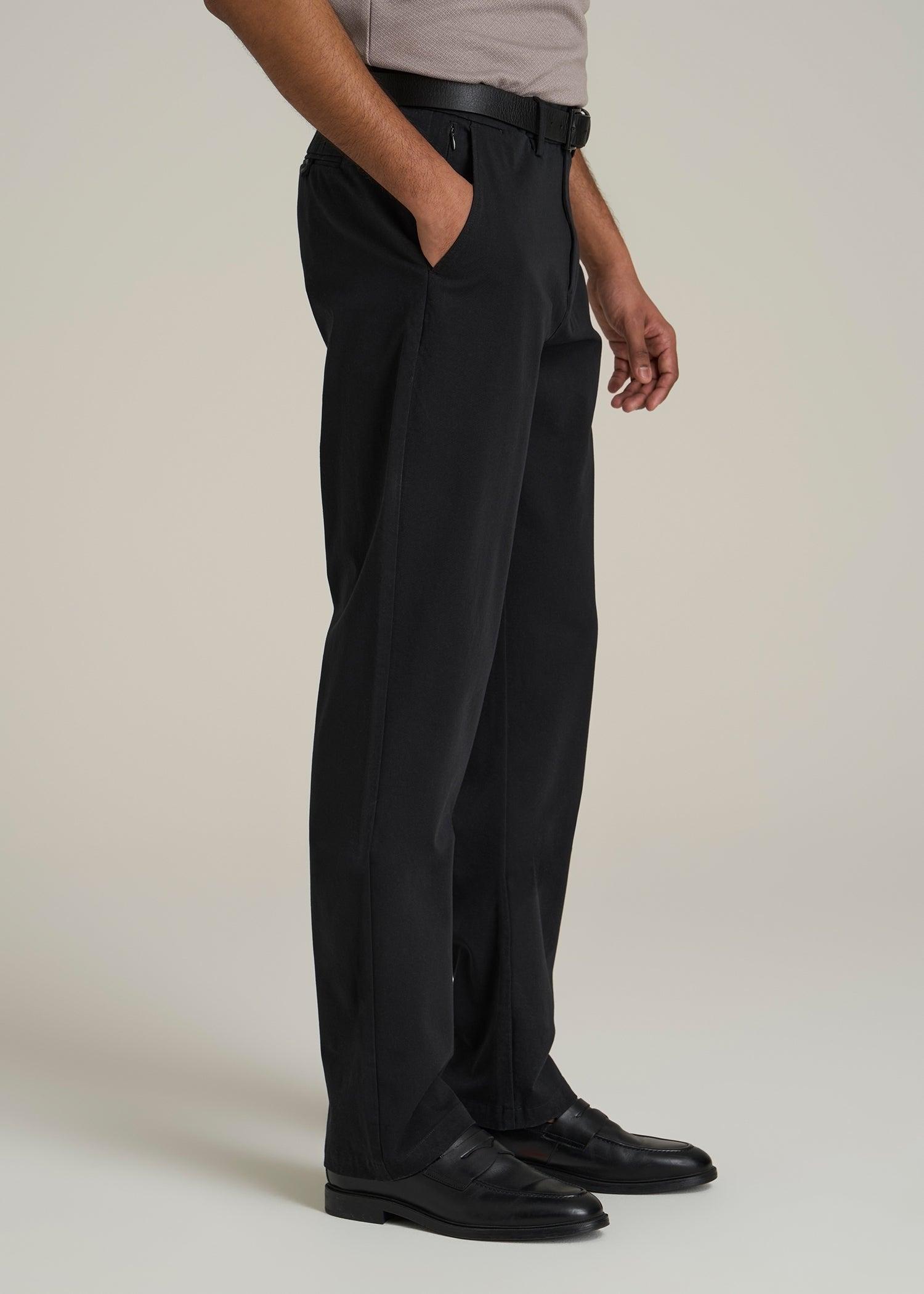 4 Way Stretch Commuter RELAXED Chino Pants for Tall Men in Black Male Product Image