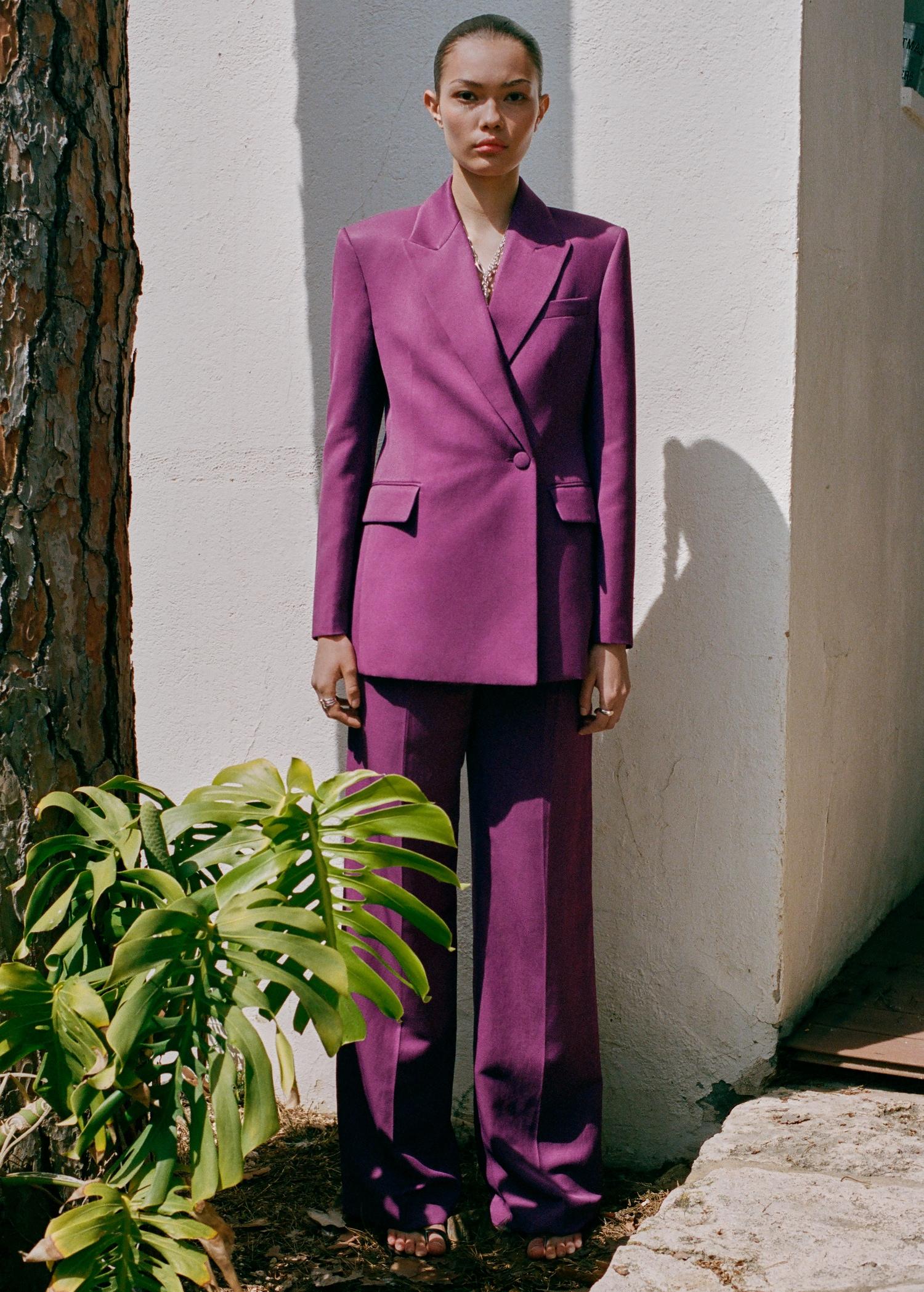 Straight-fit linen-blend suit pants - Women | MANGO USA Product Image