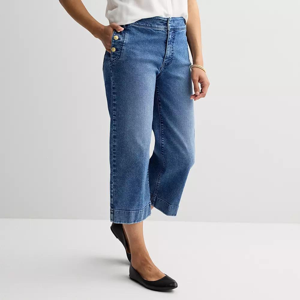 Women's Croft & Barrow® Nautical Cropped Jeans, Size: 8, Medium Tint Blue Product Image