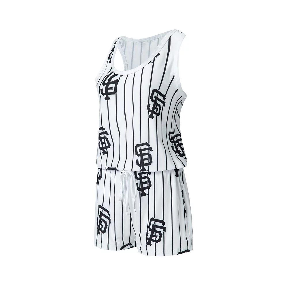 Women's Concepts Sport White San Francisco Giants Reel Pinstripe Knit Romper, Size: XL Product Image