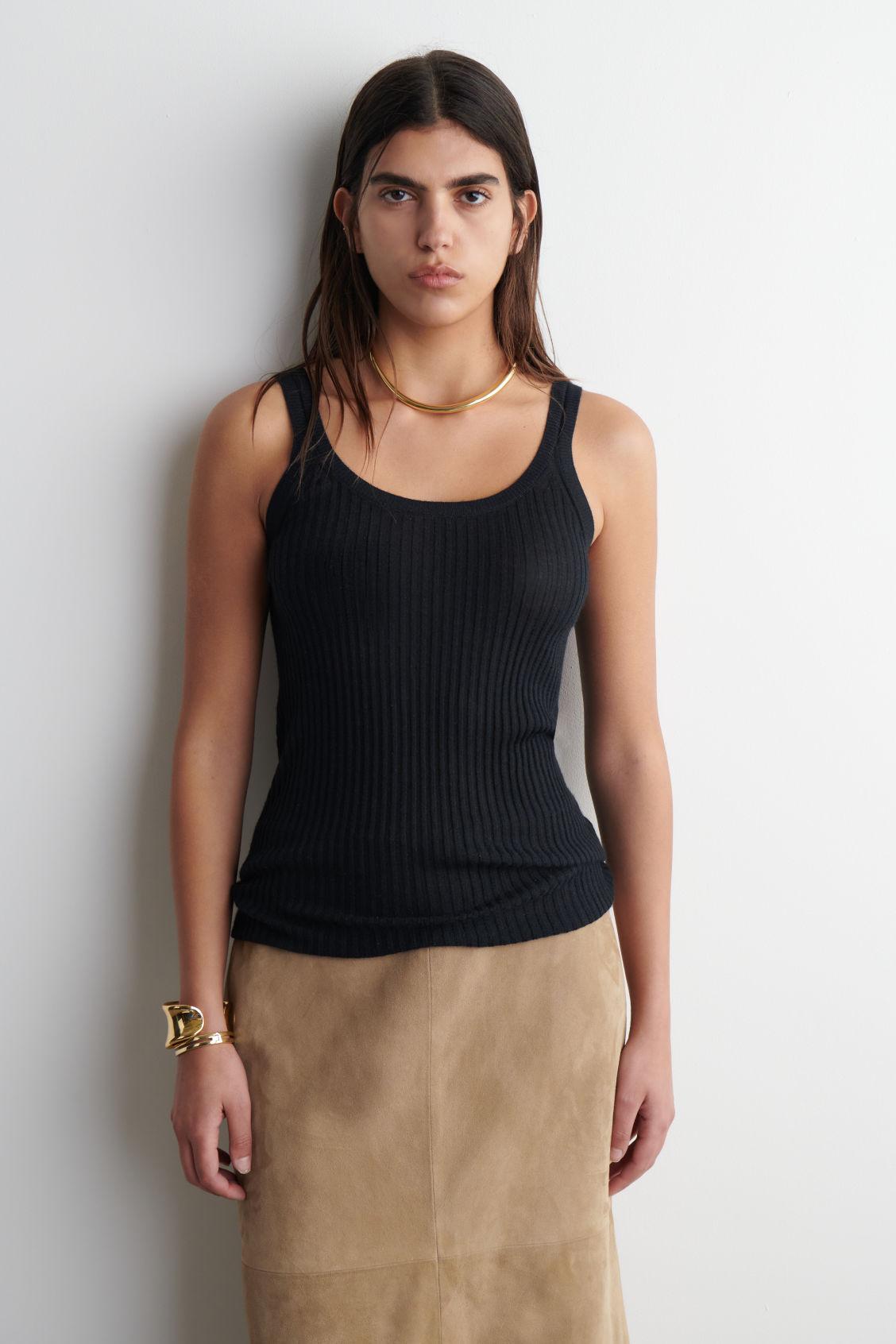 RIBBED CASHMERE-SILK TANK TOP Product Image