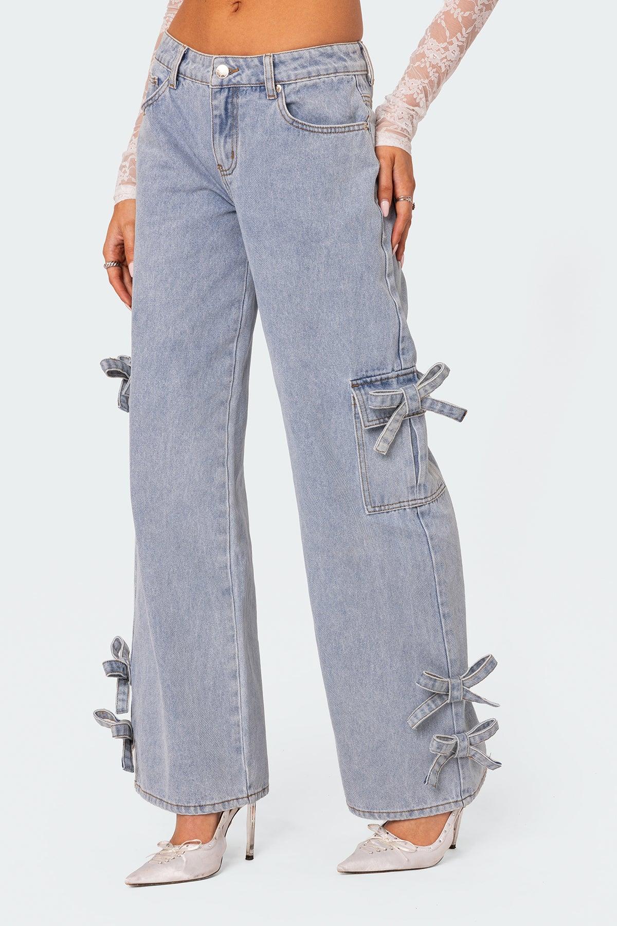 Bows 4 Days Low Rise Baggy Jeans Product Image