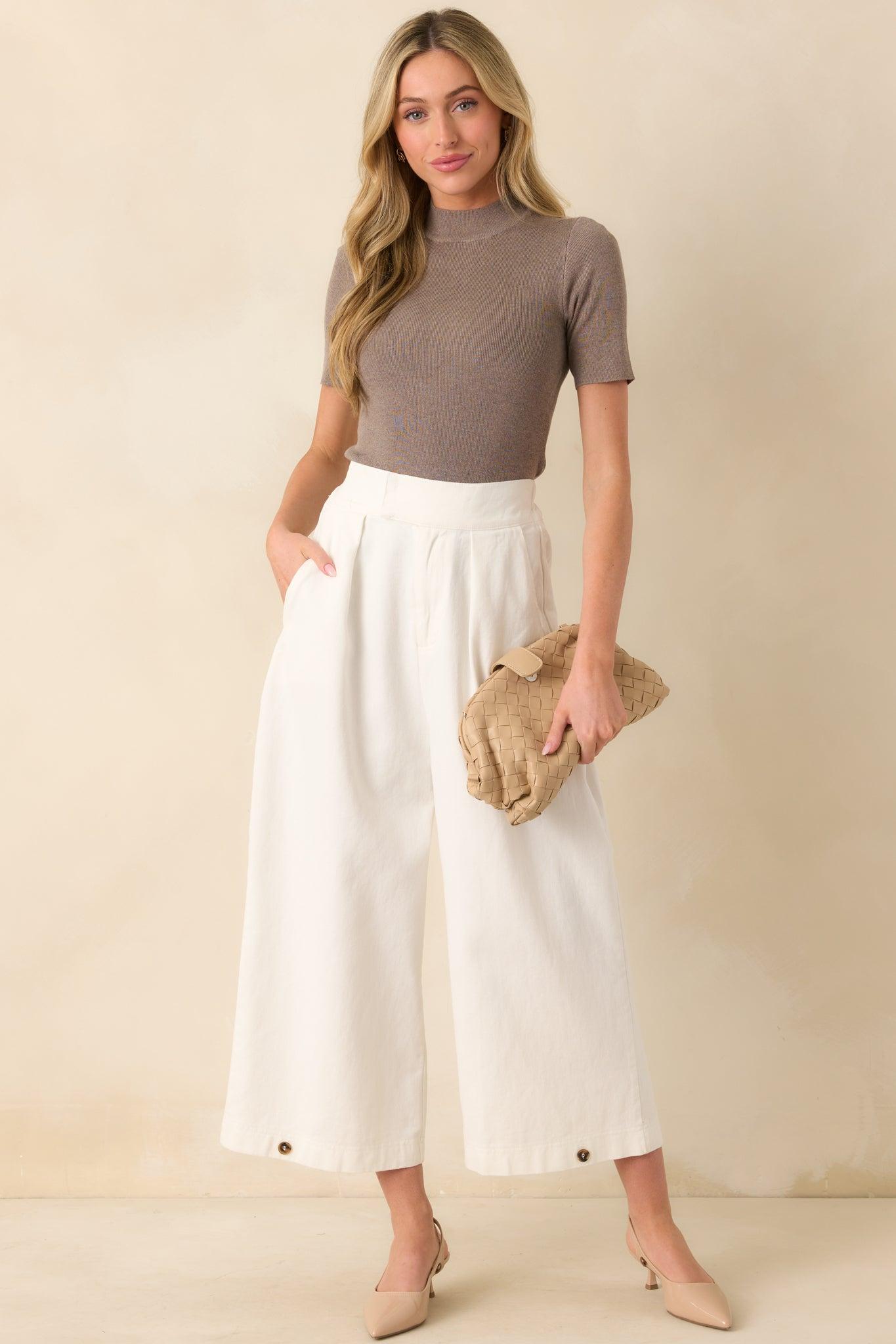 Coastal Comfort Cotton Ivory Pants Product Image