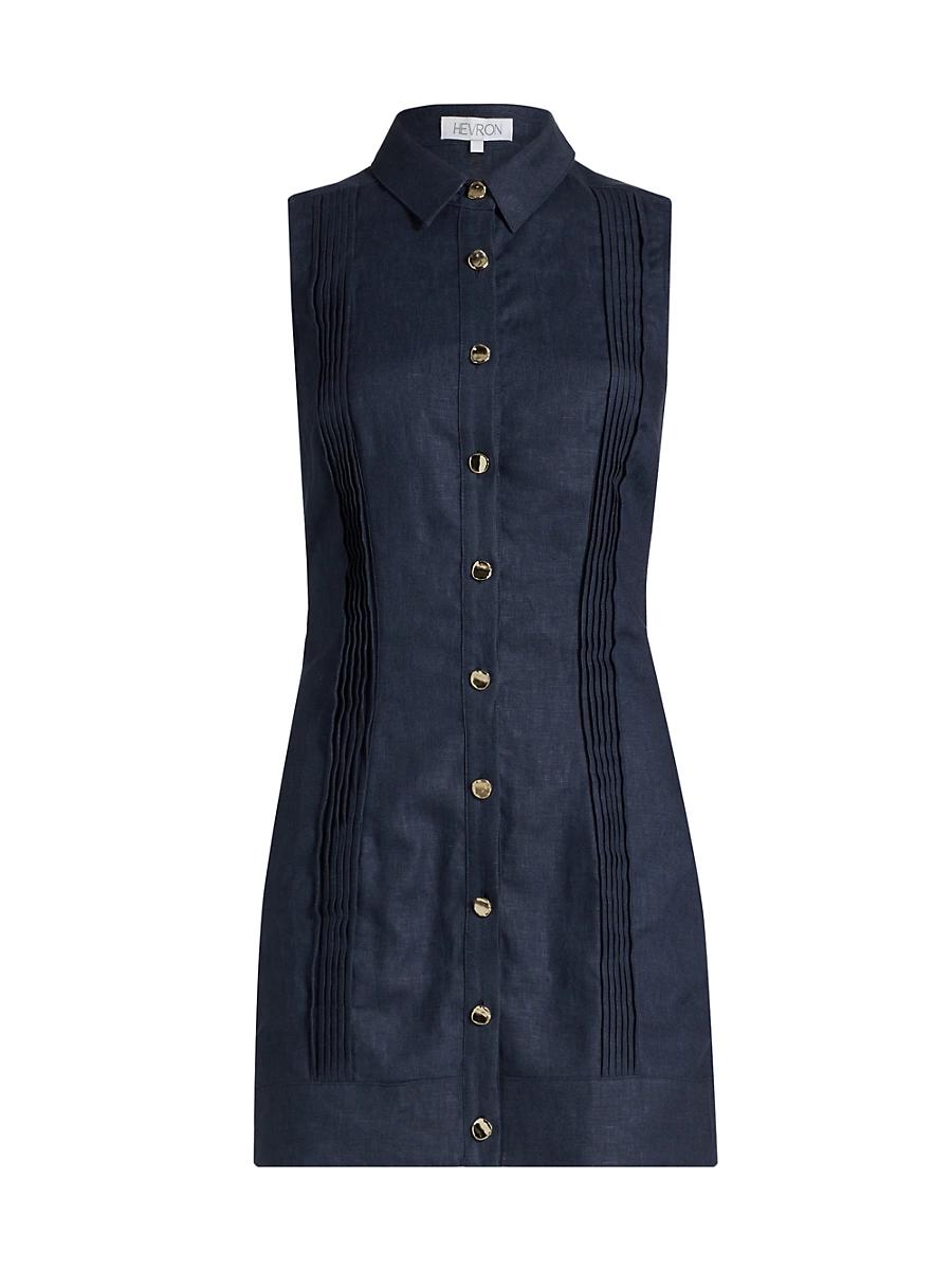 Womens Riva Linen Button-Down Minidress Product Image