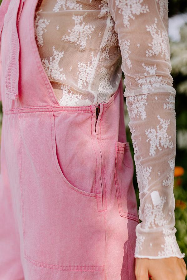The Meena Denim Overalls In Pink Product Image