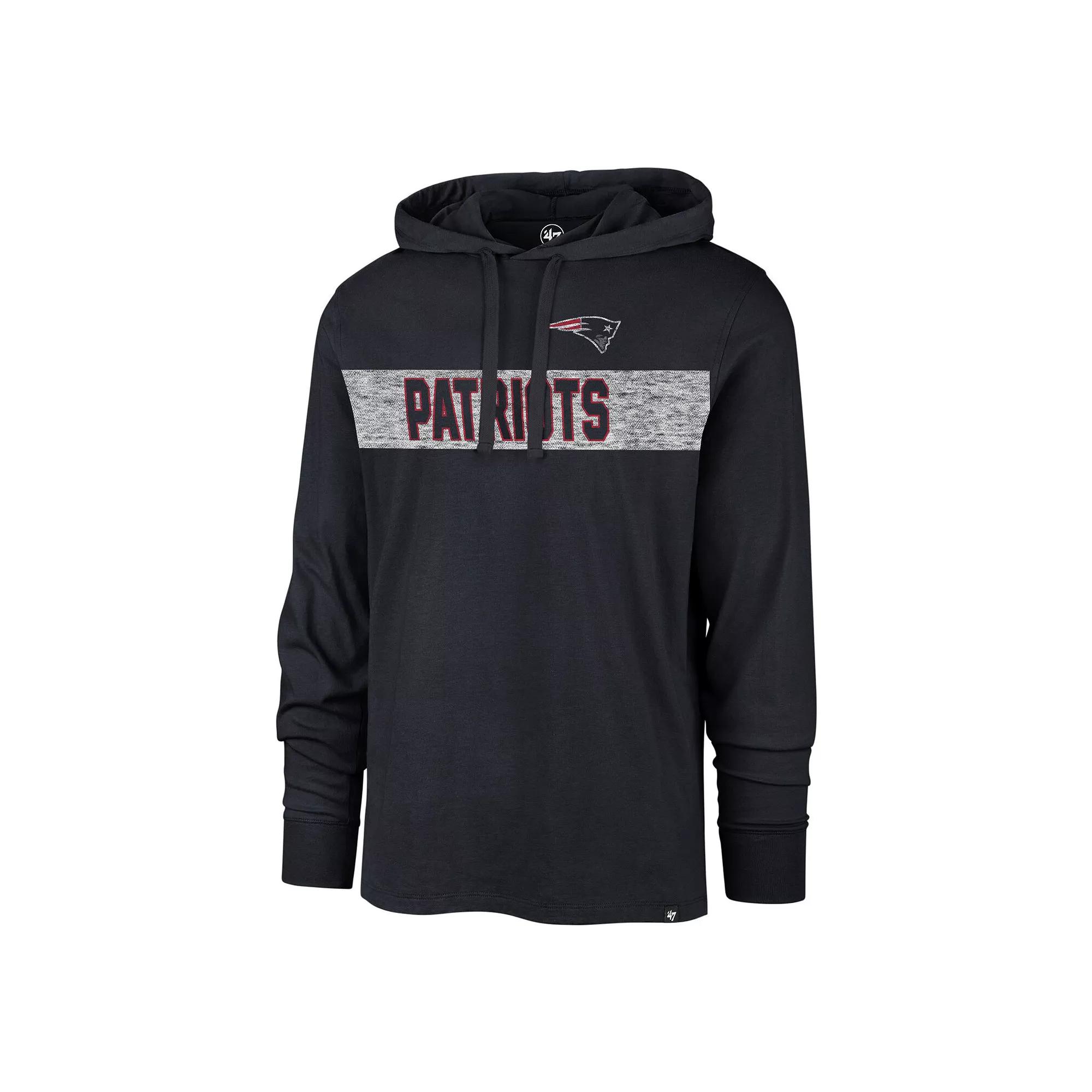 Men's '47 Navy New England Patriots Field Franklin Hooded Long Sleeve T-Shirt,  Product Image