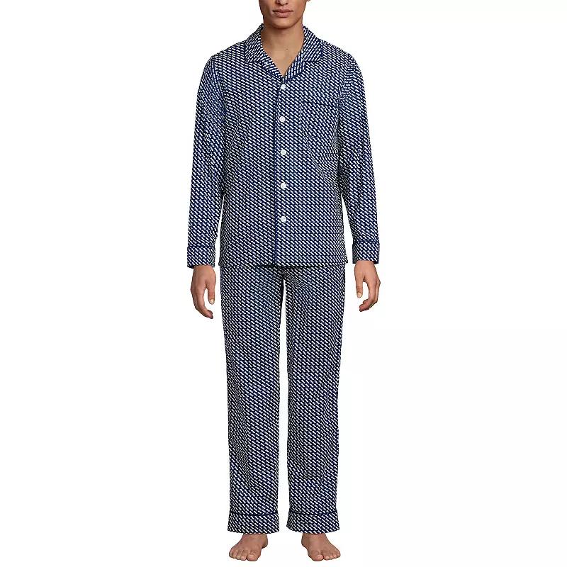 Men's Lands' End Essential Long Sleeve Top & Pants Pajama Set,  Product Image