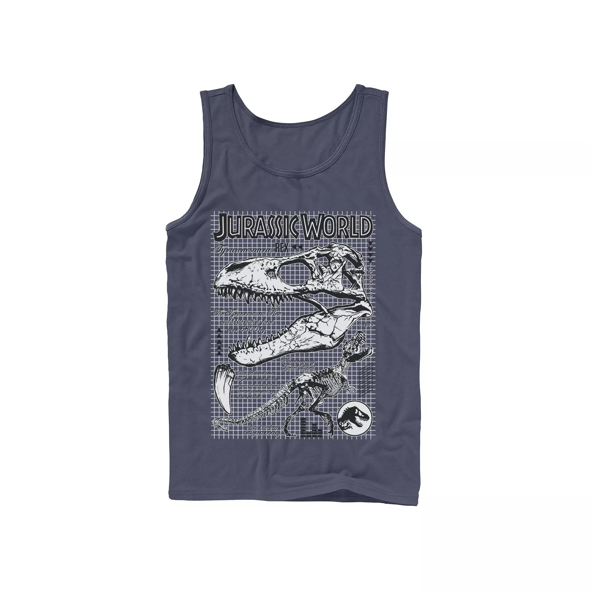 Men's Jurassic World Two T-Rex Bones Schematic Graphic Tank Top,  Product Image