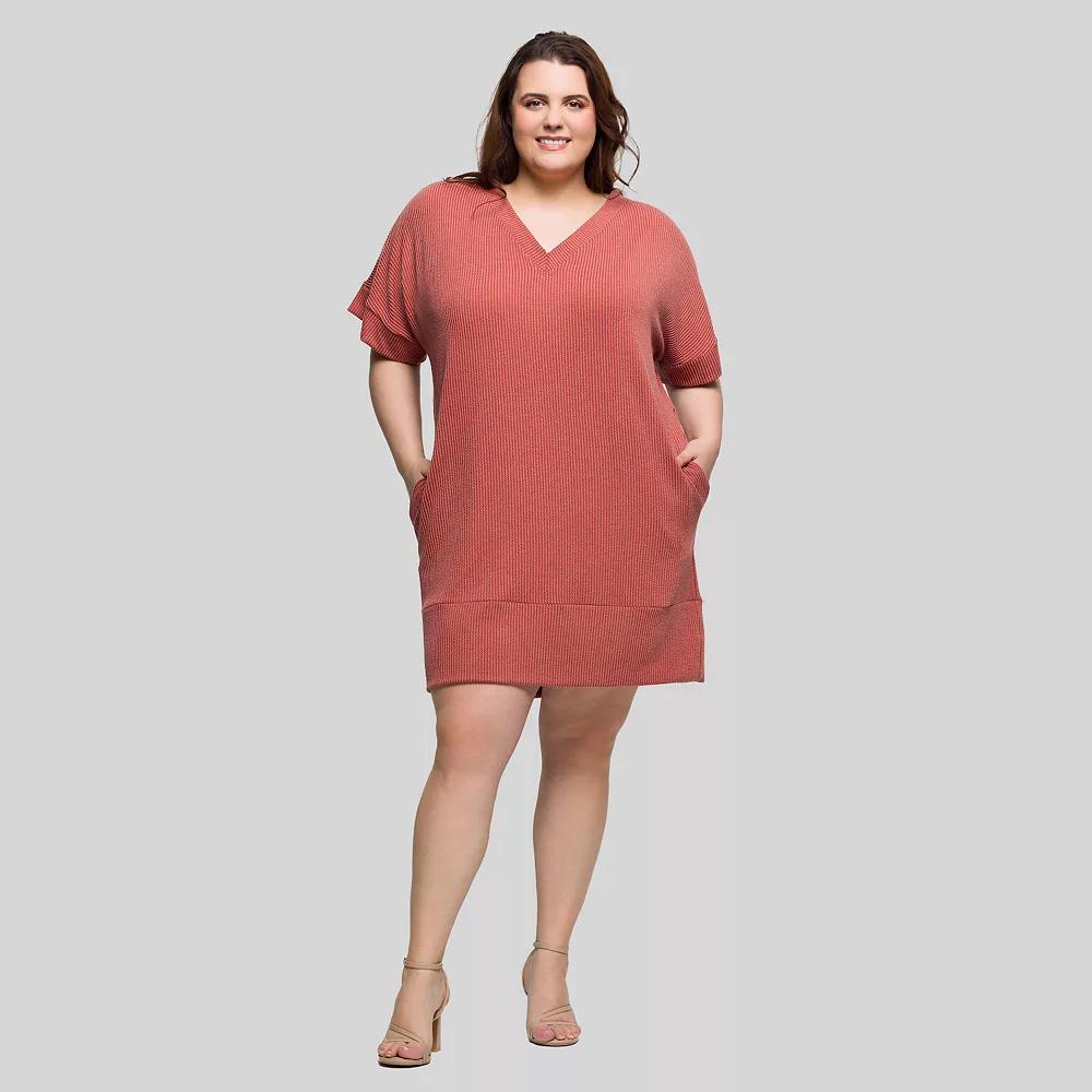 Plus Size 24Seven Comfort Apparel V-Neck Pocket T-Shirt Dress, Women's, Size: 3XL, Green Product Image