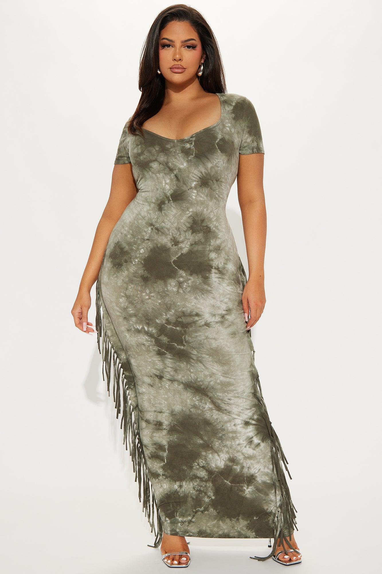 Devin Tie Dye Maxi Dress - Olive/combo Product Image