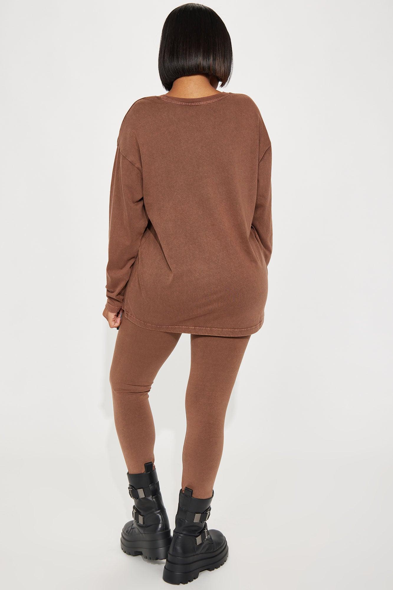 Statue Mineral Wash Legging Set - Brown Product Image