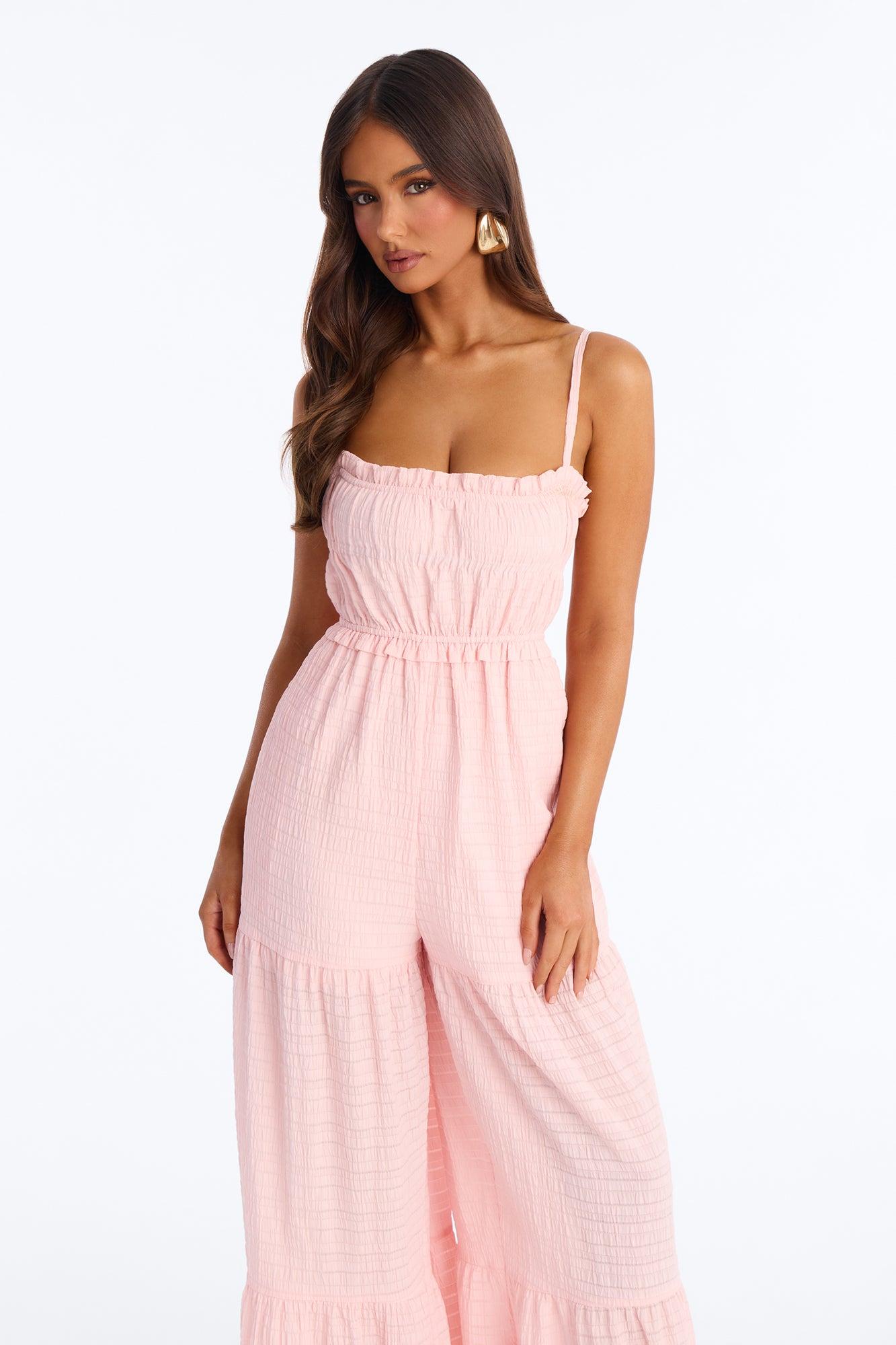 Marla Tiered Wide Leg Jumpsuit - Pink Female Product Image