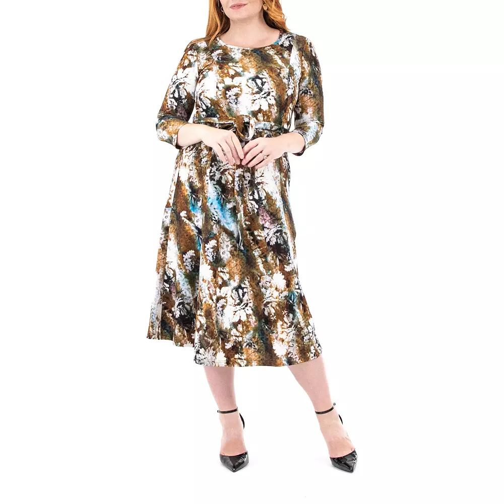 Women's Nina Leonard Sylvia Print Midi Dress,  Product Image
