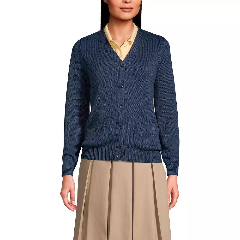 Women's Lands' End School Uniform Button Front V-Neck Cardigan Sweater,  Product Image