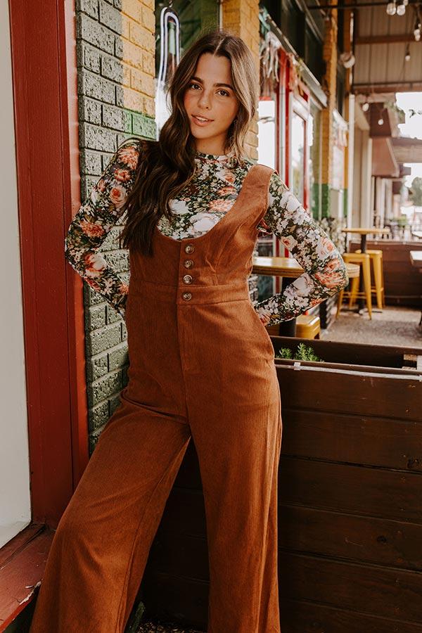 Falling For You Corduroy Jumpsuit in Mocha Product Image