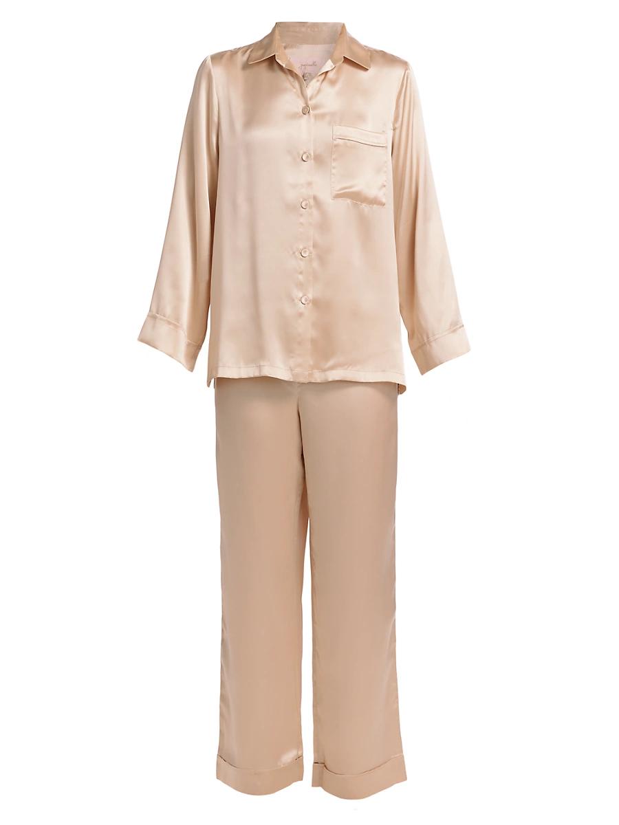 Womens Audrey Silk Long-Sleeve Pajama Set Product Image
