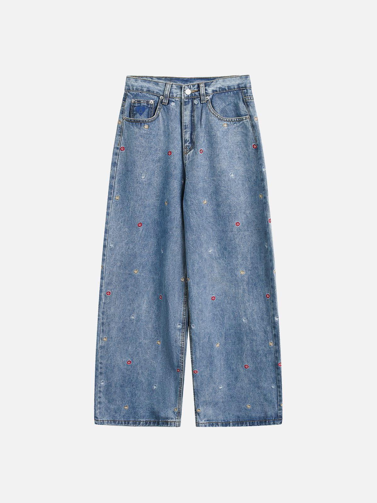 Aelfric Eden Colorful Flower Embroidery Jeans Product Image