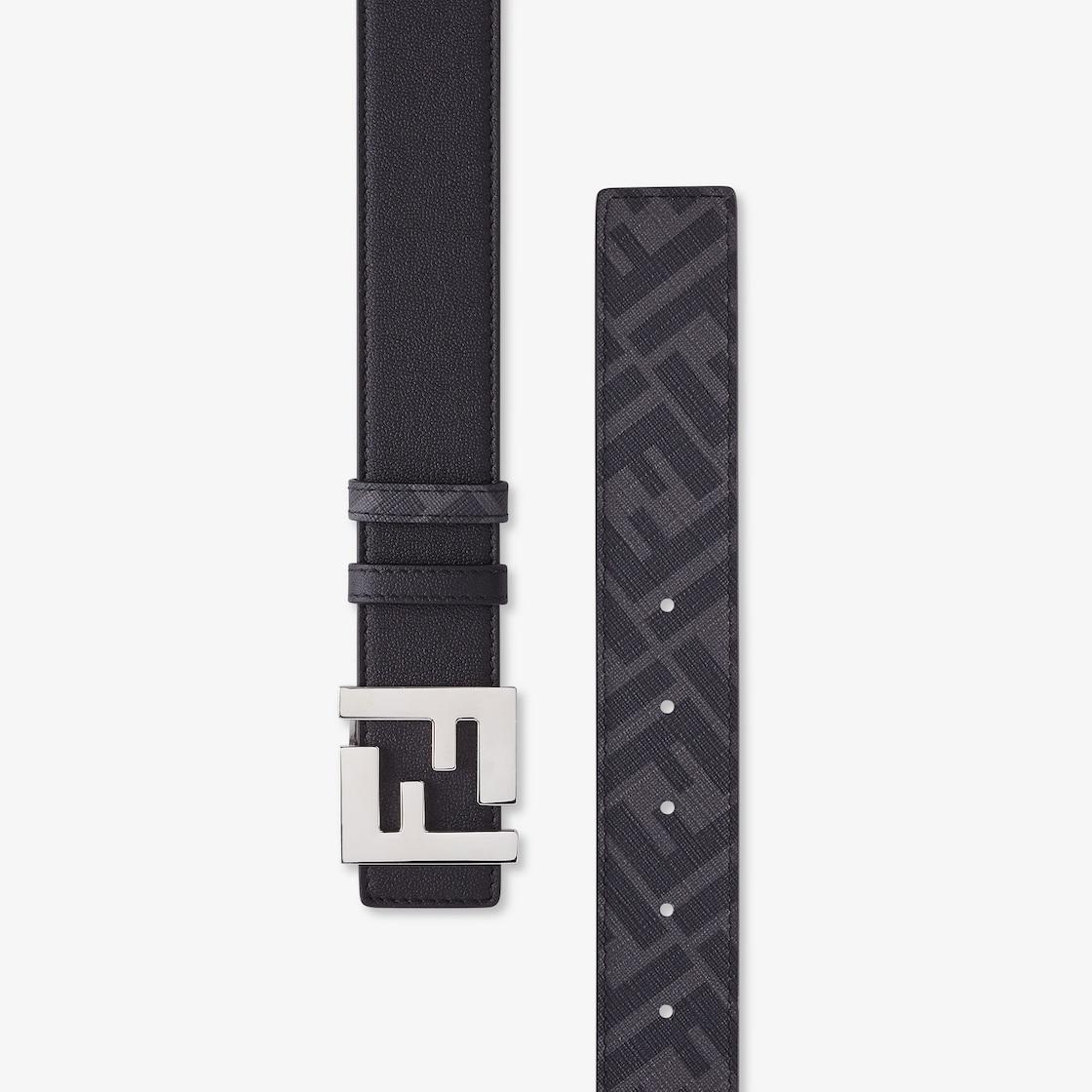 Squared FF beltBlack leather reversible belt Product Image