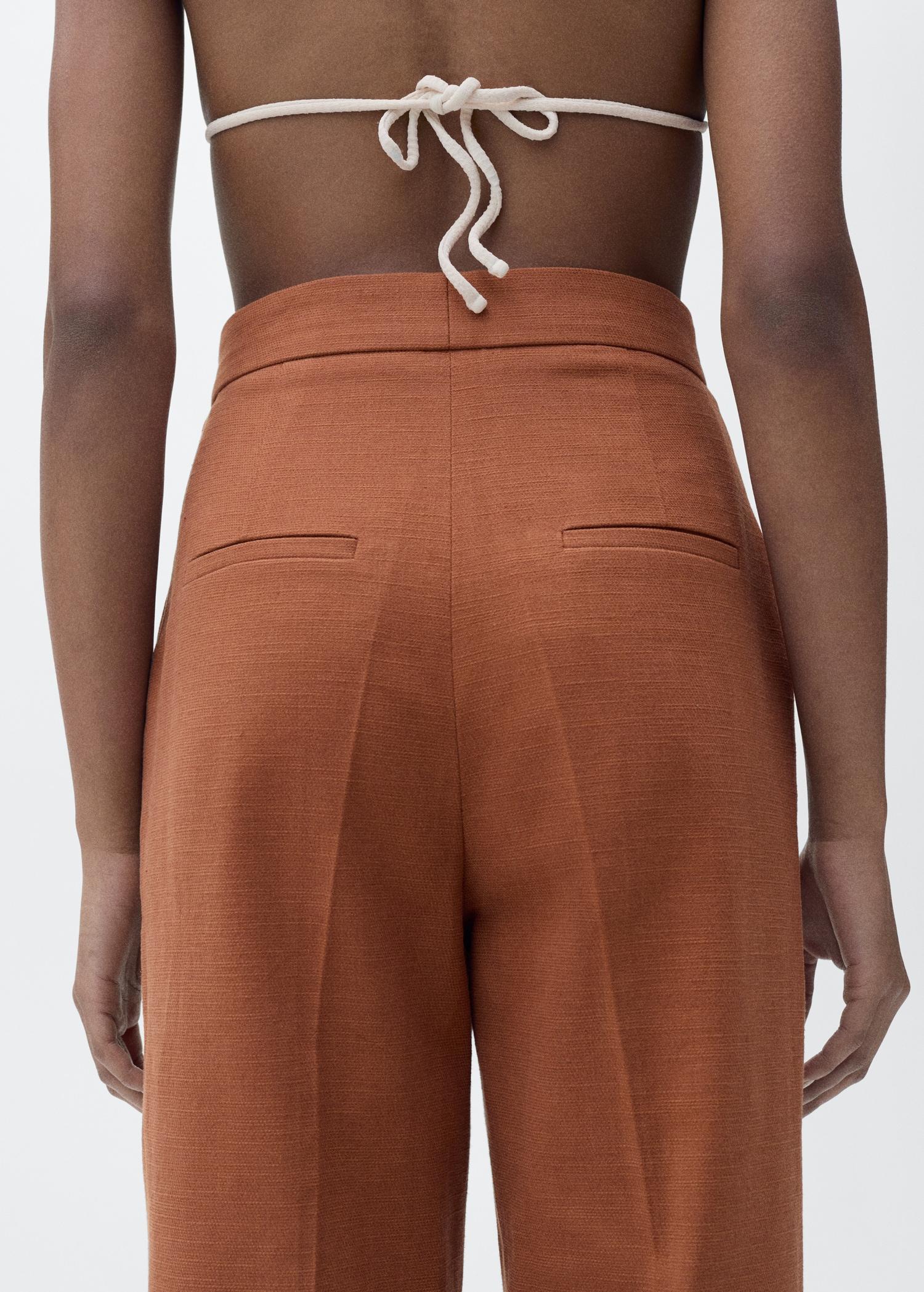 Cotton and linen-blend suit pants - Women | MANGO USA Product Image