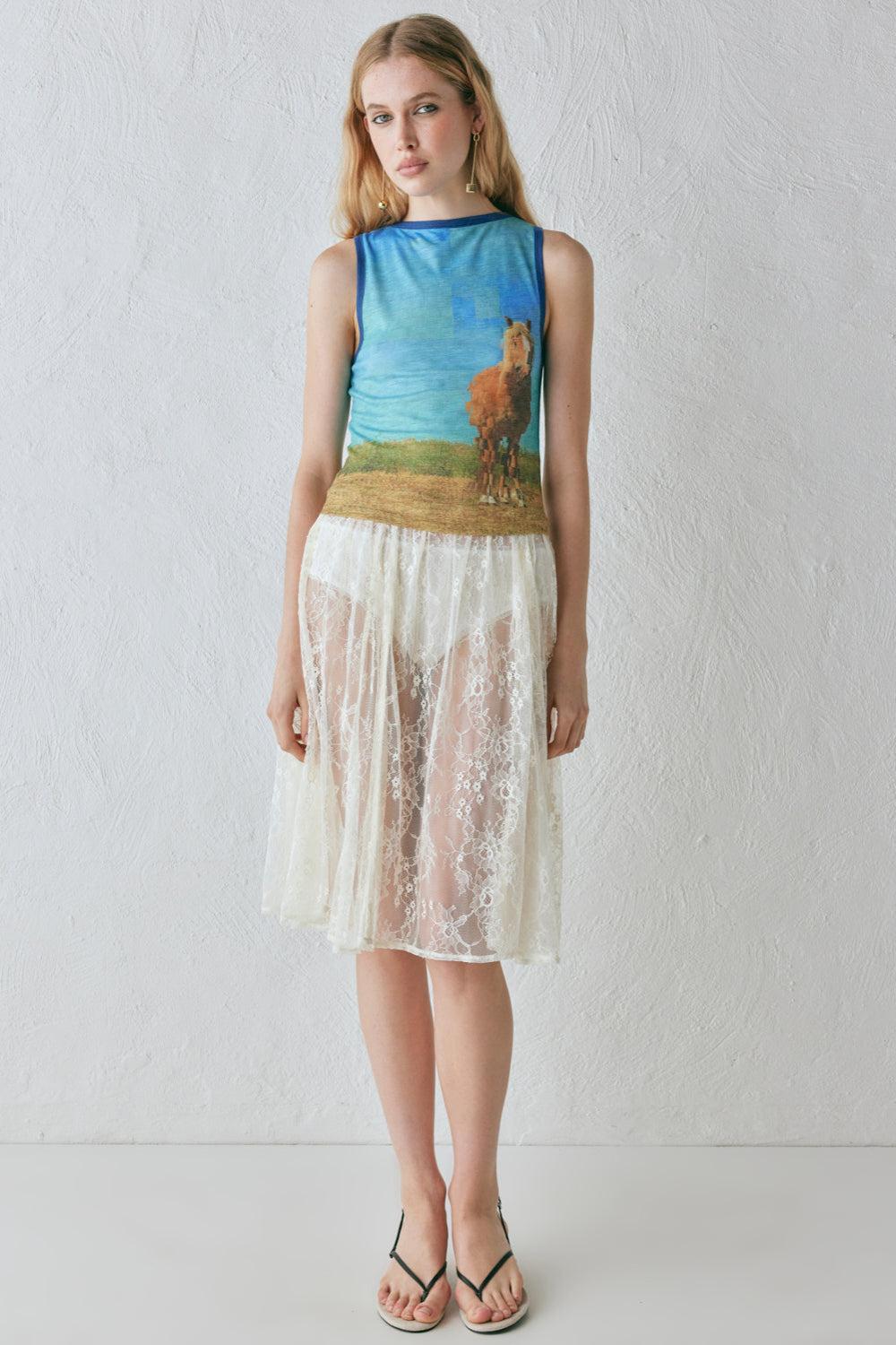 Dorit Lace Midi Skirt Cream Product Image