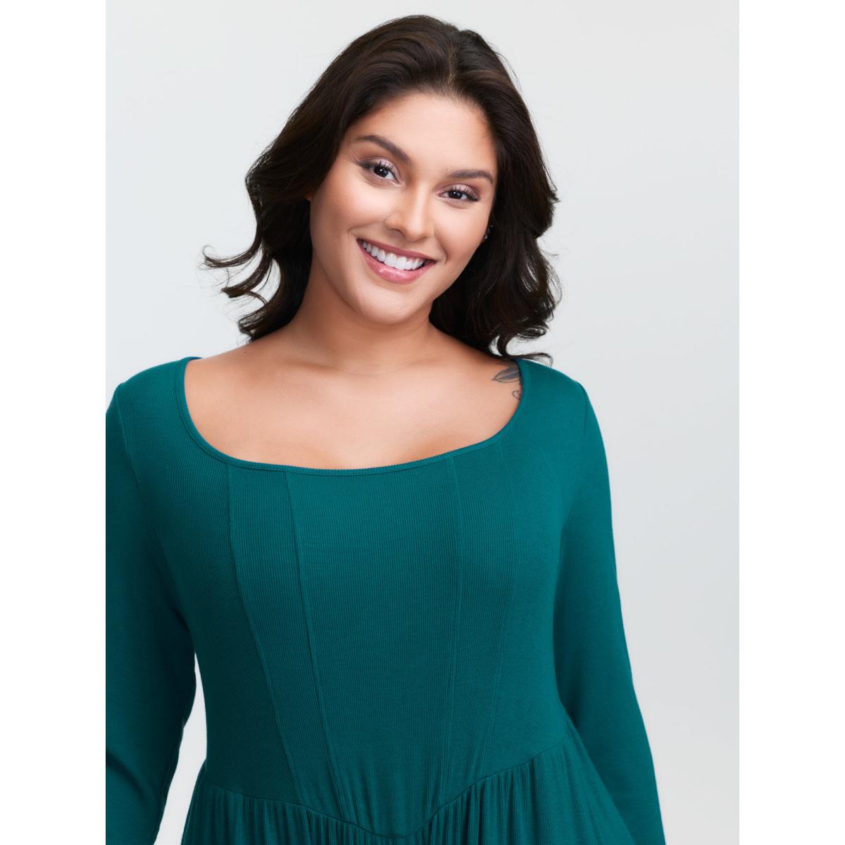 Plus Size Aegean Supersoft Square Neck Smocked Waist Jumpsuit Women Leisure Extra Long Sleeve U-neck Casual Loose Jumpsuits BloomChic 14-16/1X Product Image