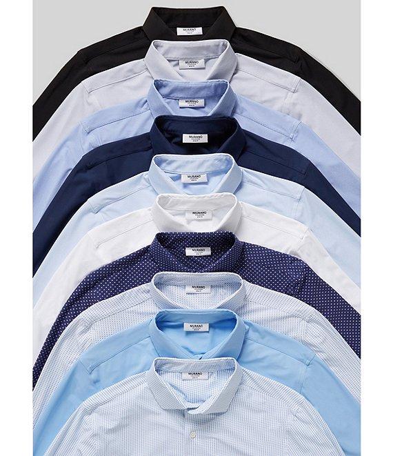 Murano Collezione Canclini Slim-Fit Dash Stripe Long-Sleeve Techno Woven Shirt Product Image