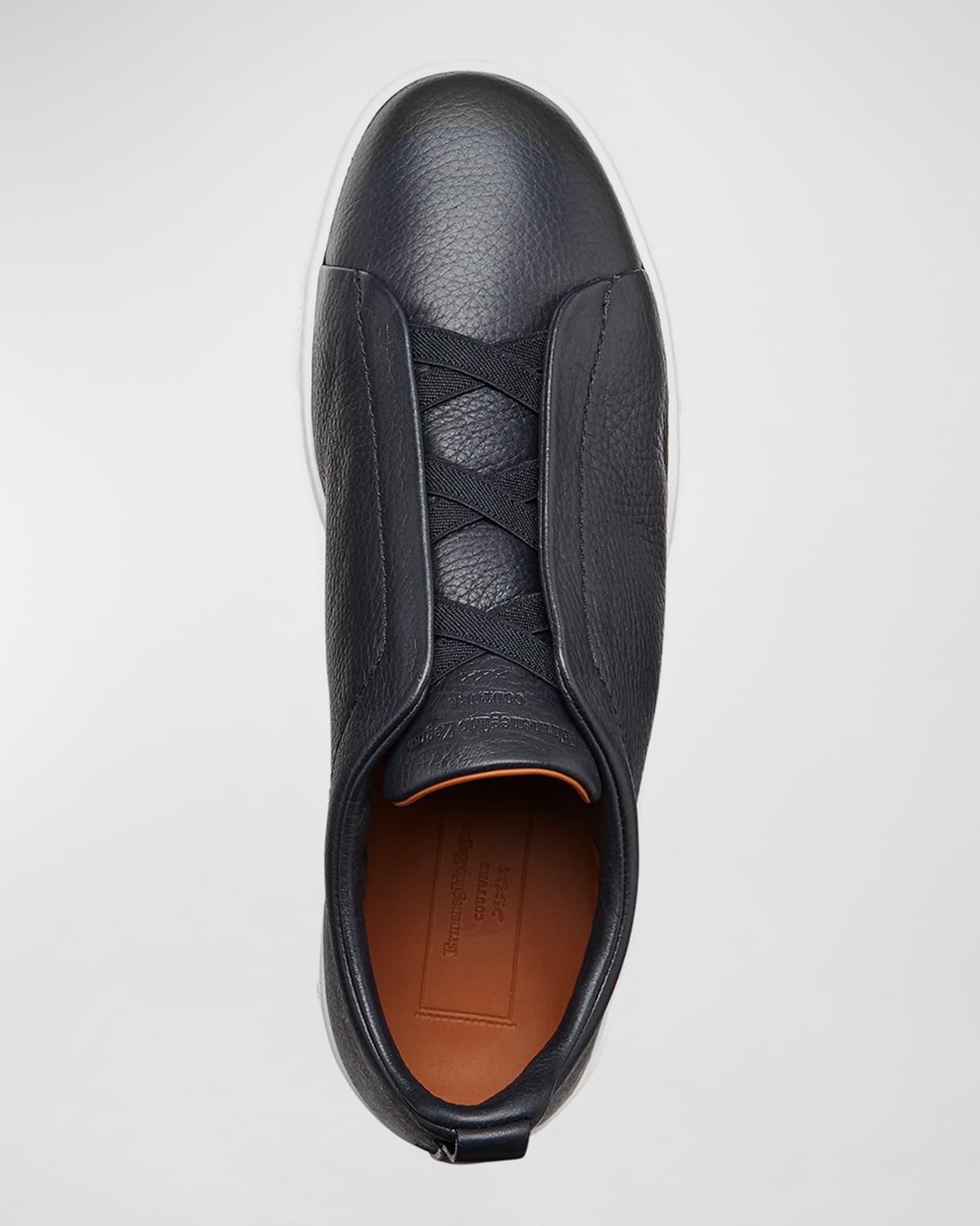 Men's Triple Stitch Deerskin Leather Sneakers Product Image