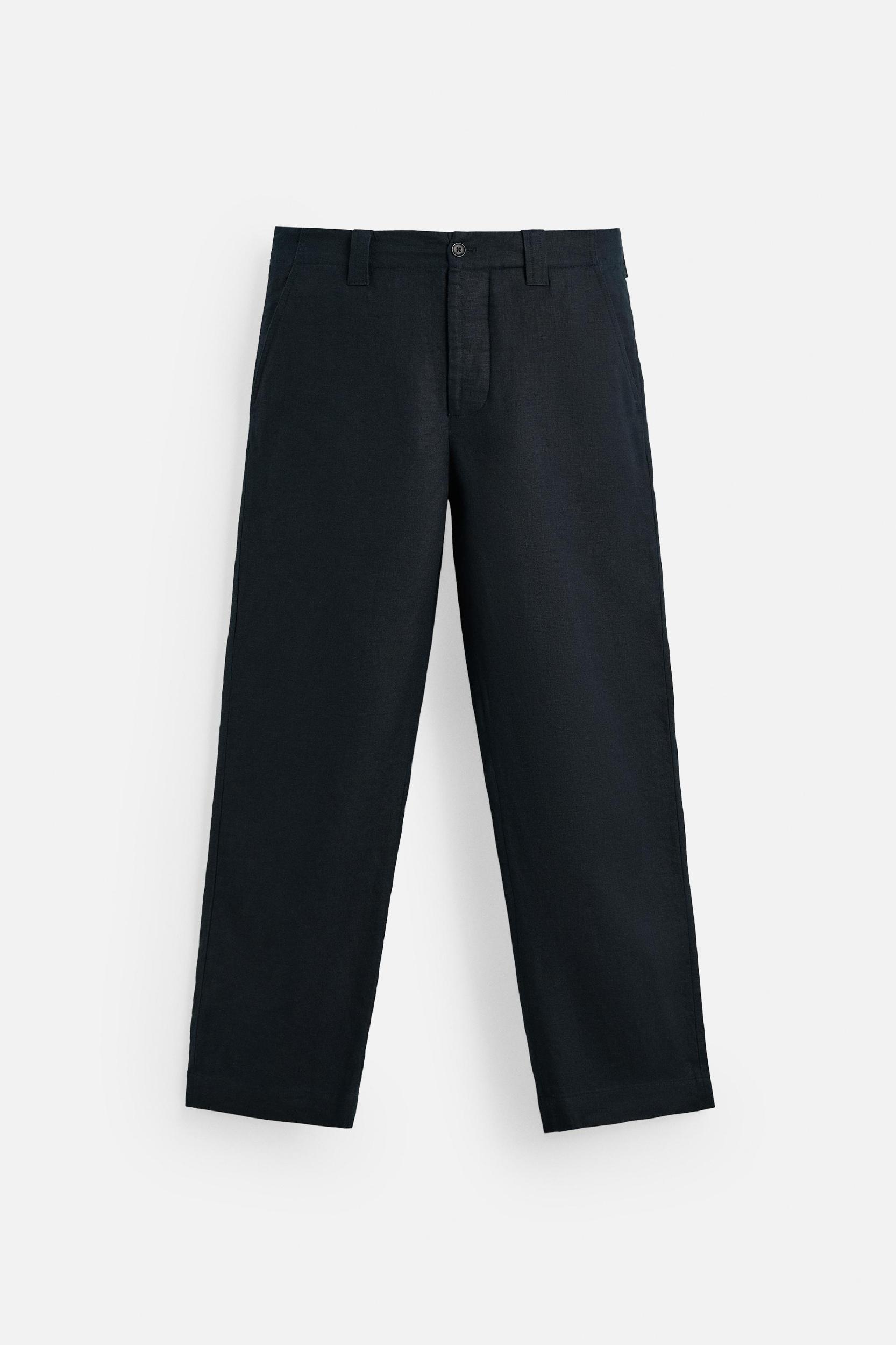 STRAIGHT FIT 100% LINEN PANTS Product Image