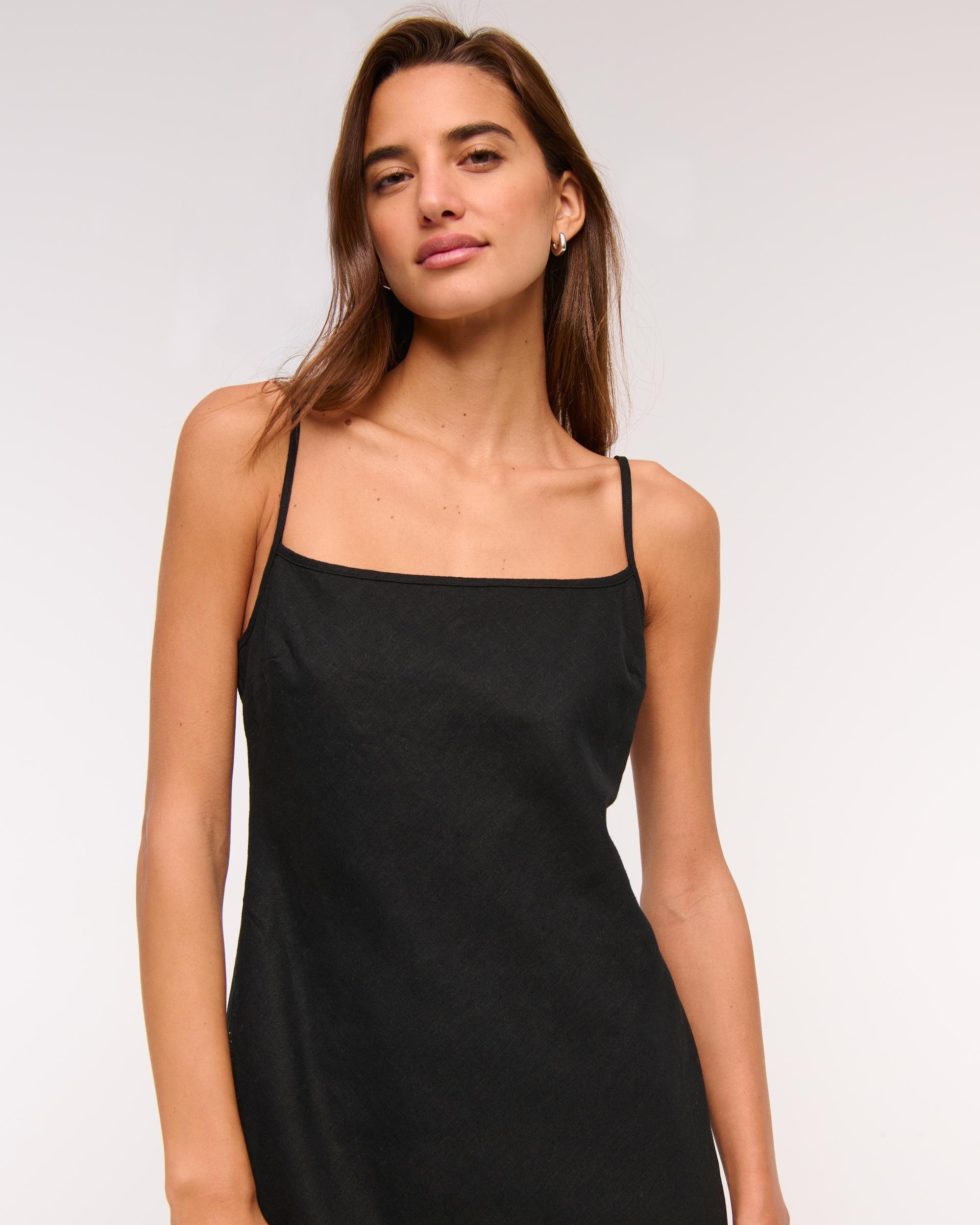 The A&F Julia Slip Linen-Blend Midi Dress Product Image