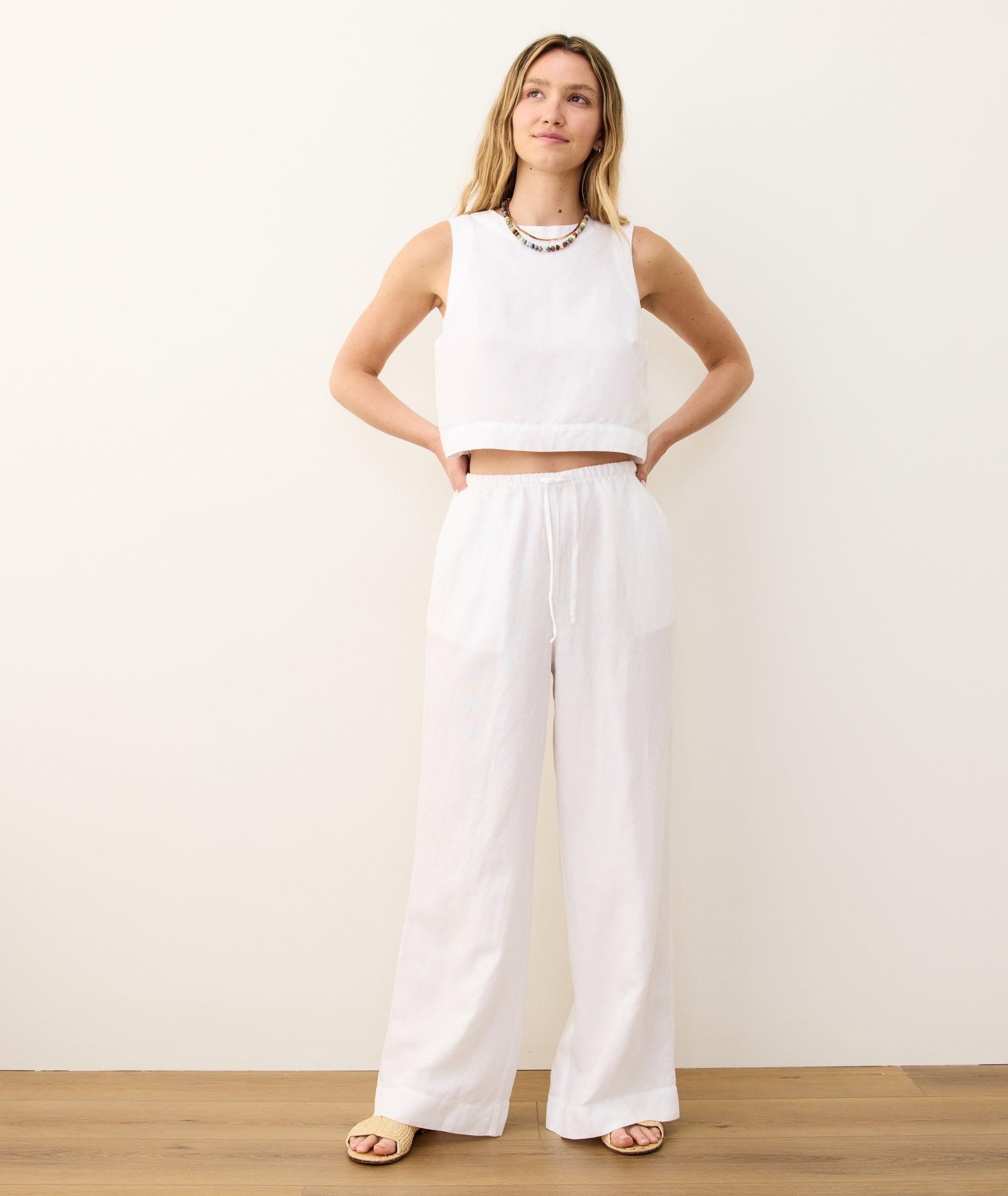 Linen Drawstring Wide Leg Pant Product Image