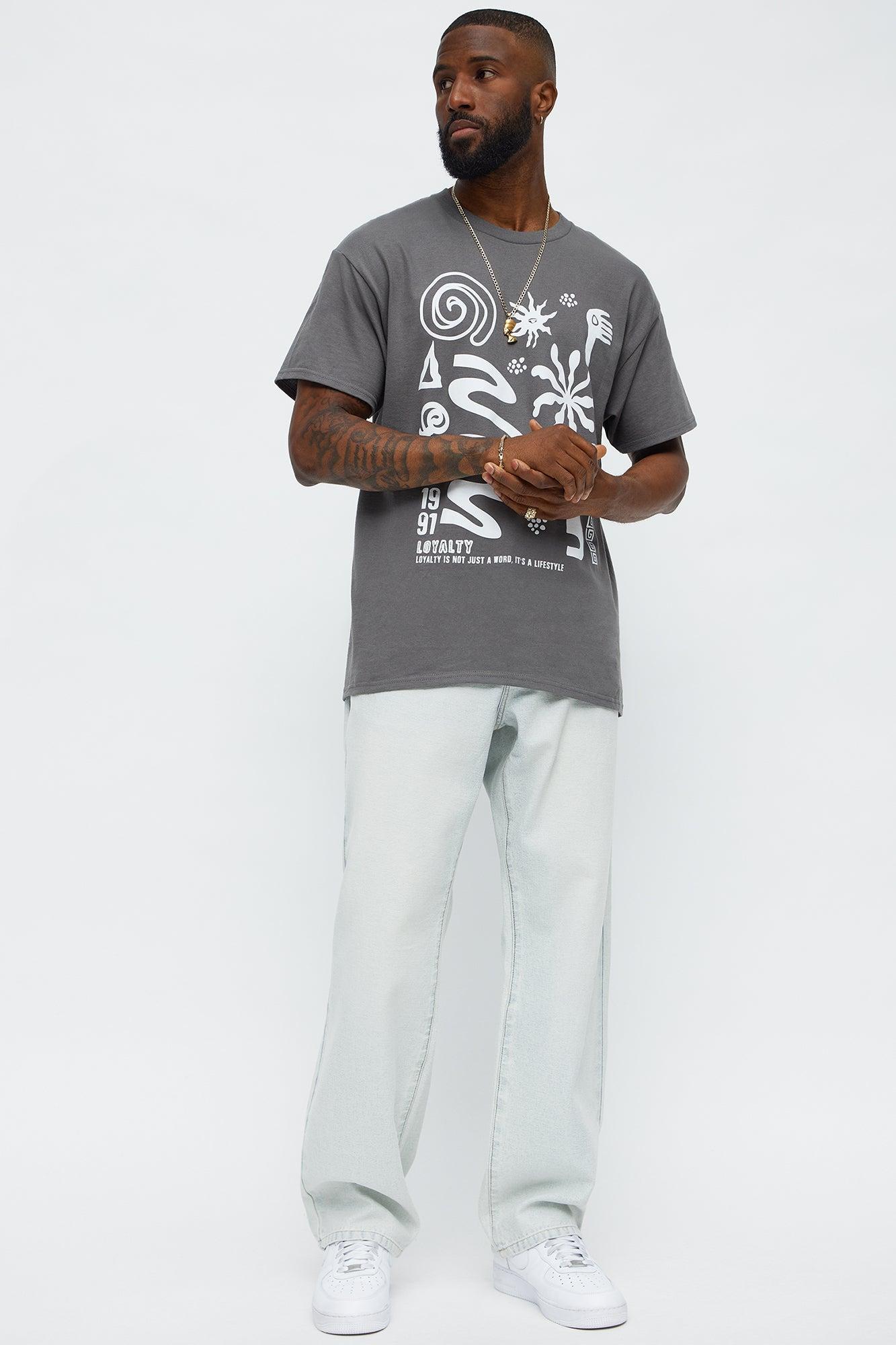 Abstract Artwork Collage Short Sleeve Tee - Charcoal Male Product Image