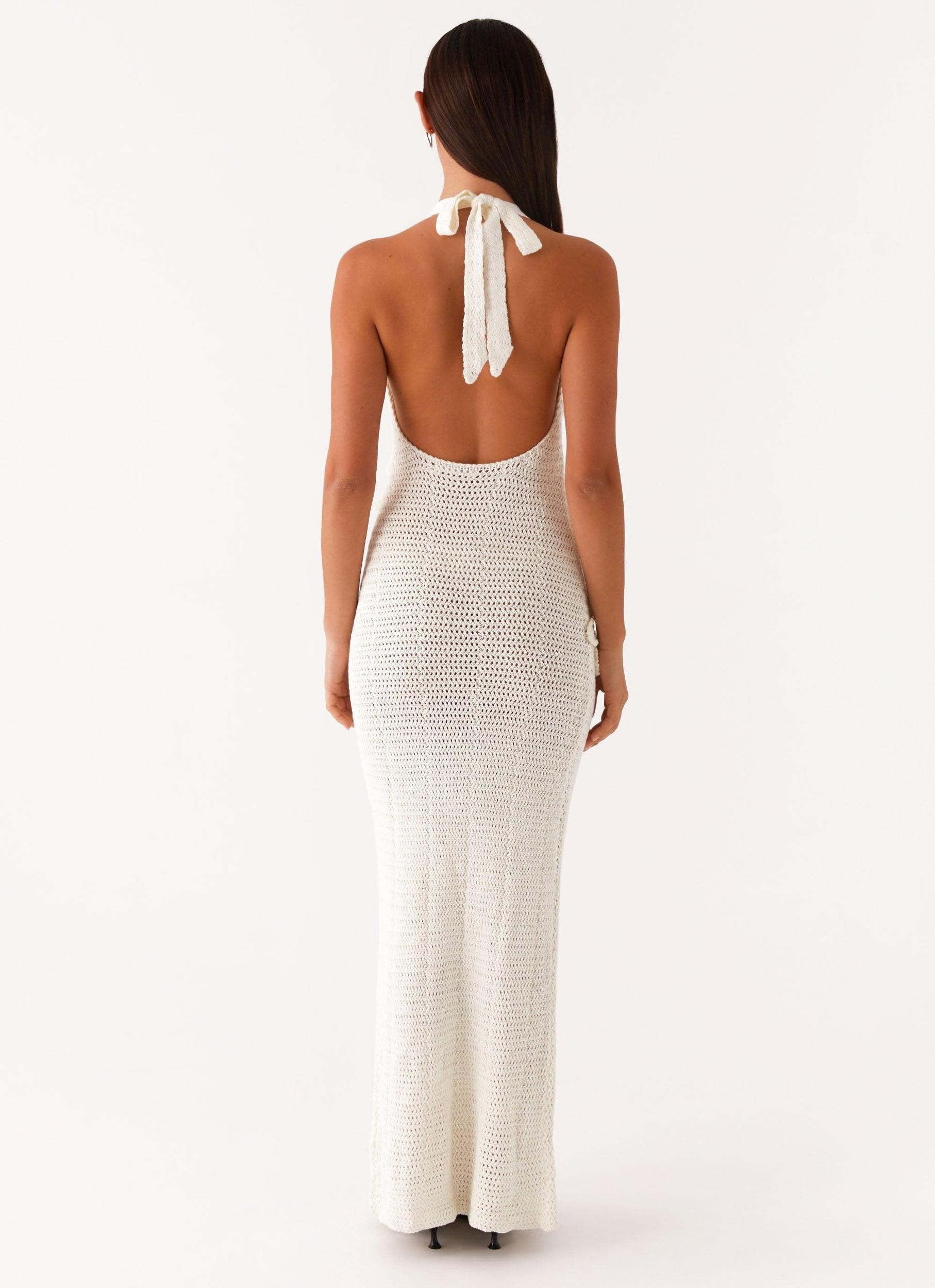 Novalee Flower Crochet Maxi Dress - Ivory Product Image