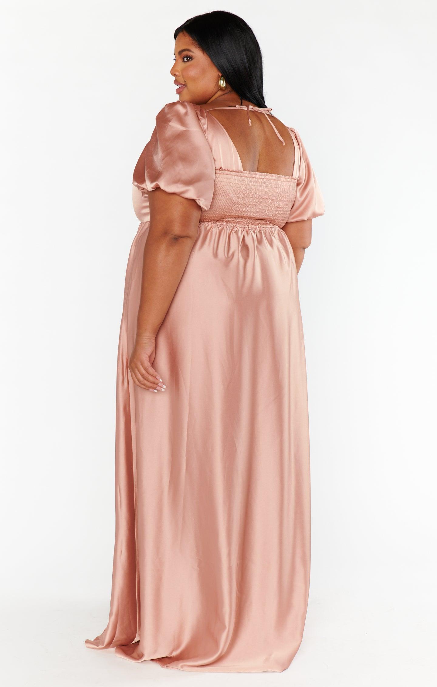 Nora Maxi Dress ~ Rose Gold Luxe Satin Product Image