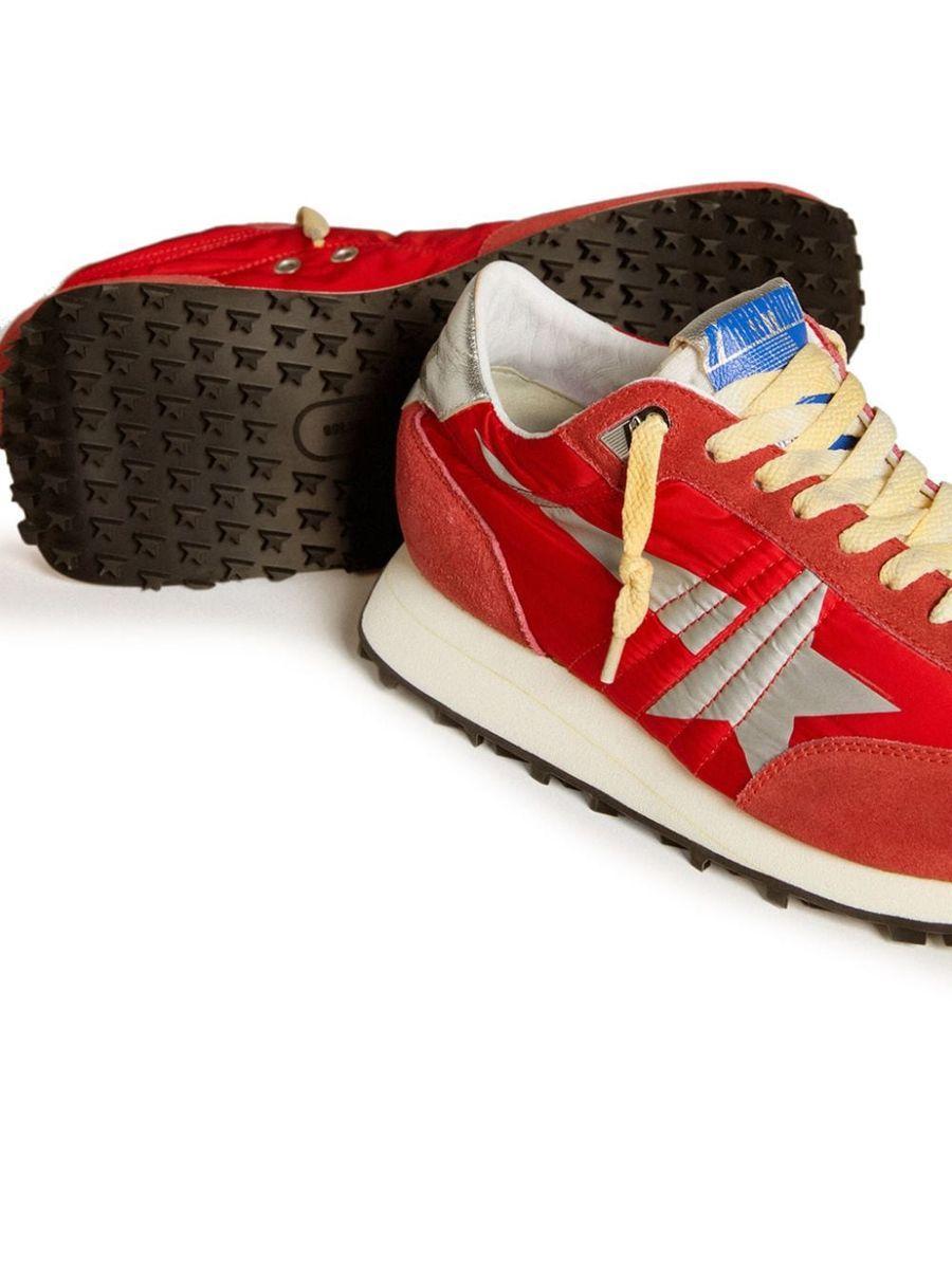 GOLDEN GOOSE Marathon Sneakers With Red Nylon Upper And Silver Star Shoes Product Image