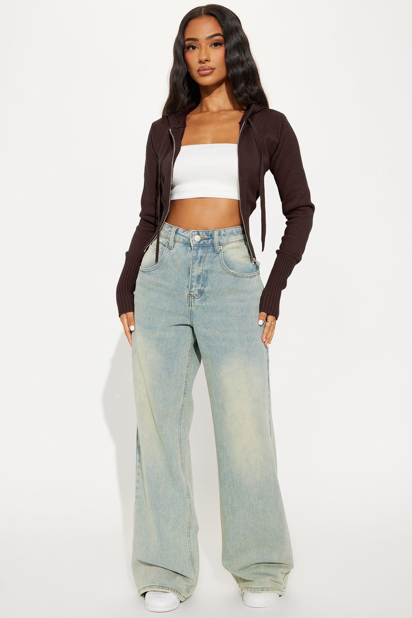 Lana Zip Up Sweater - Chocolate Product Image