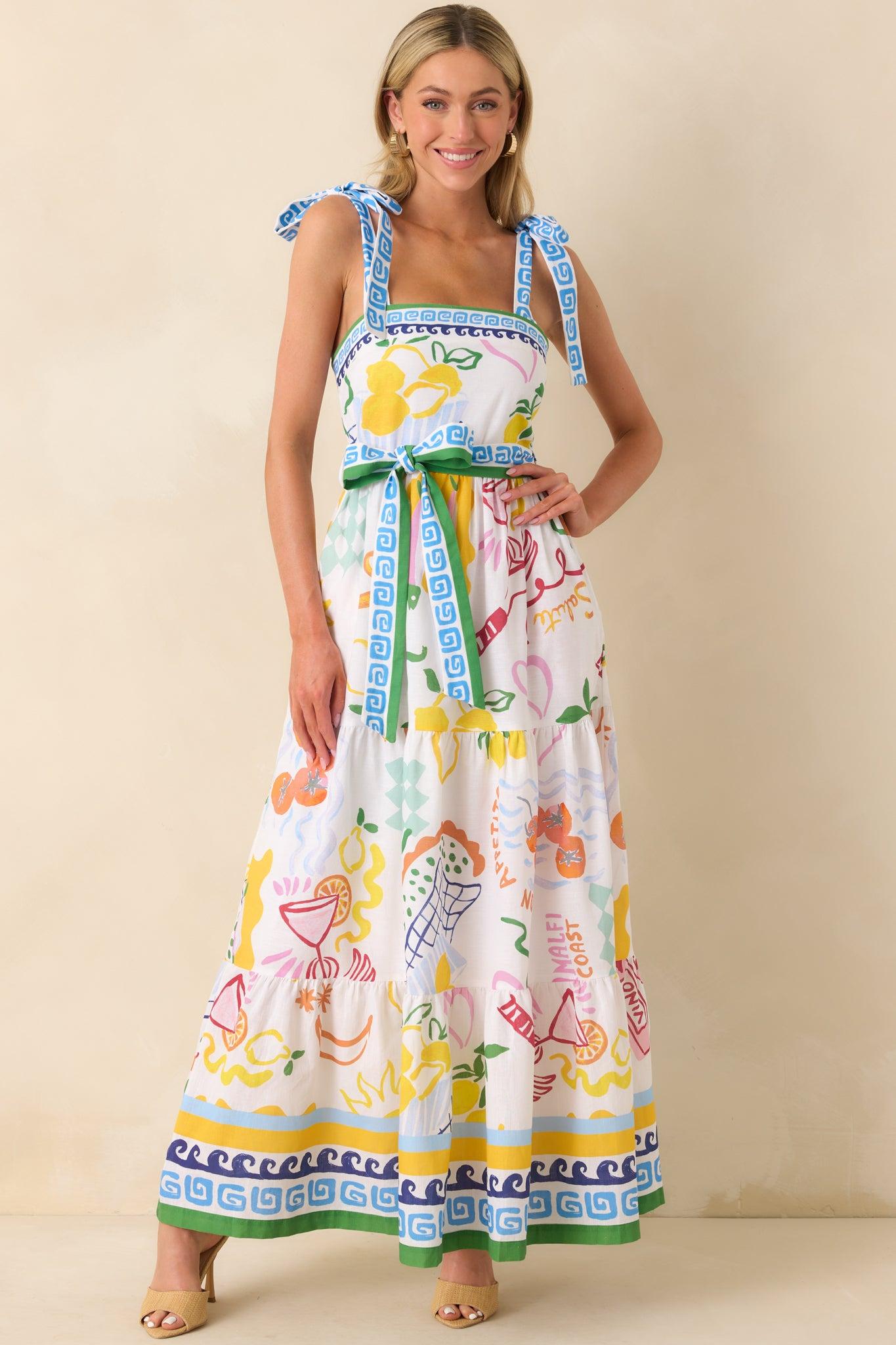 Prosperina Gemma Multi Print Linen Blend Maxi Dress Product Image