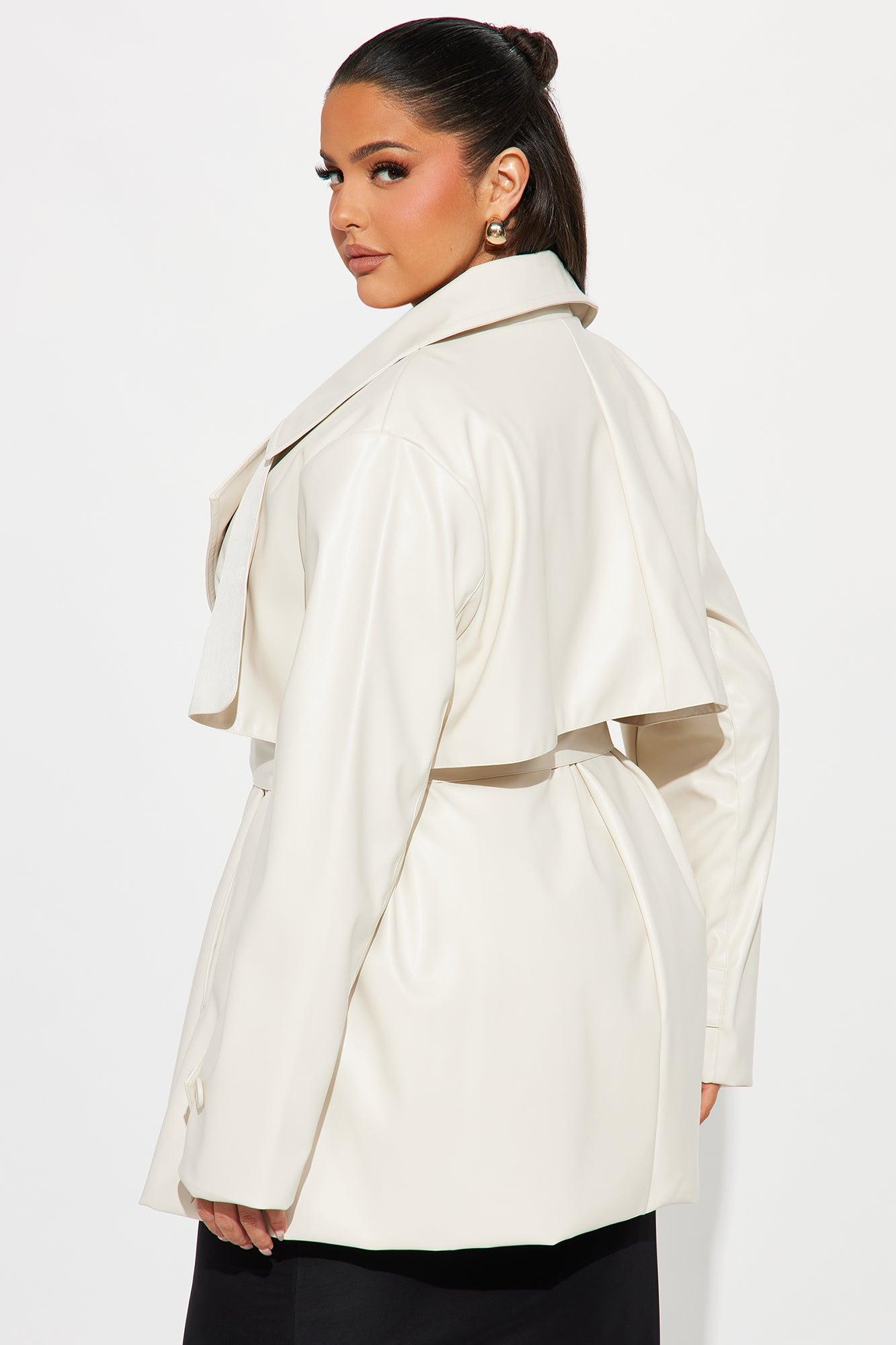 Running Errands Faux Leather Coat - Cream Product Image